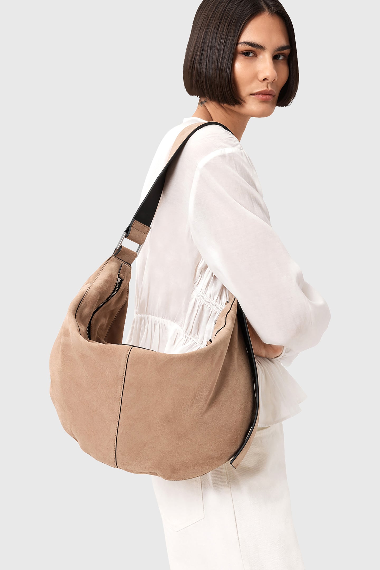 LUNA SUEDE SHLDR BAG MINK BROWN 2