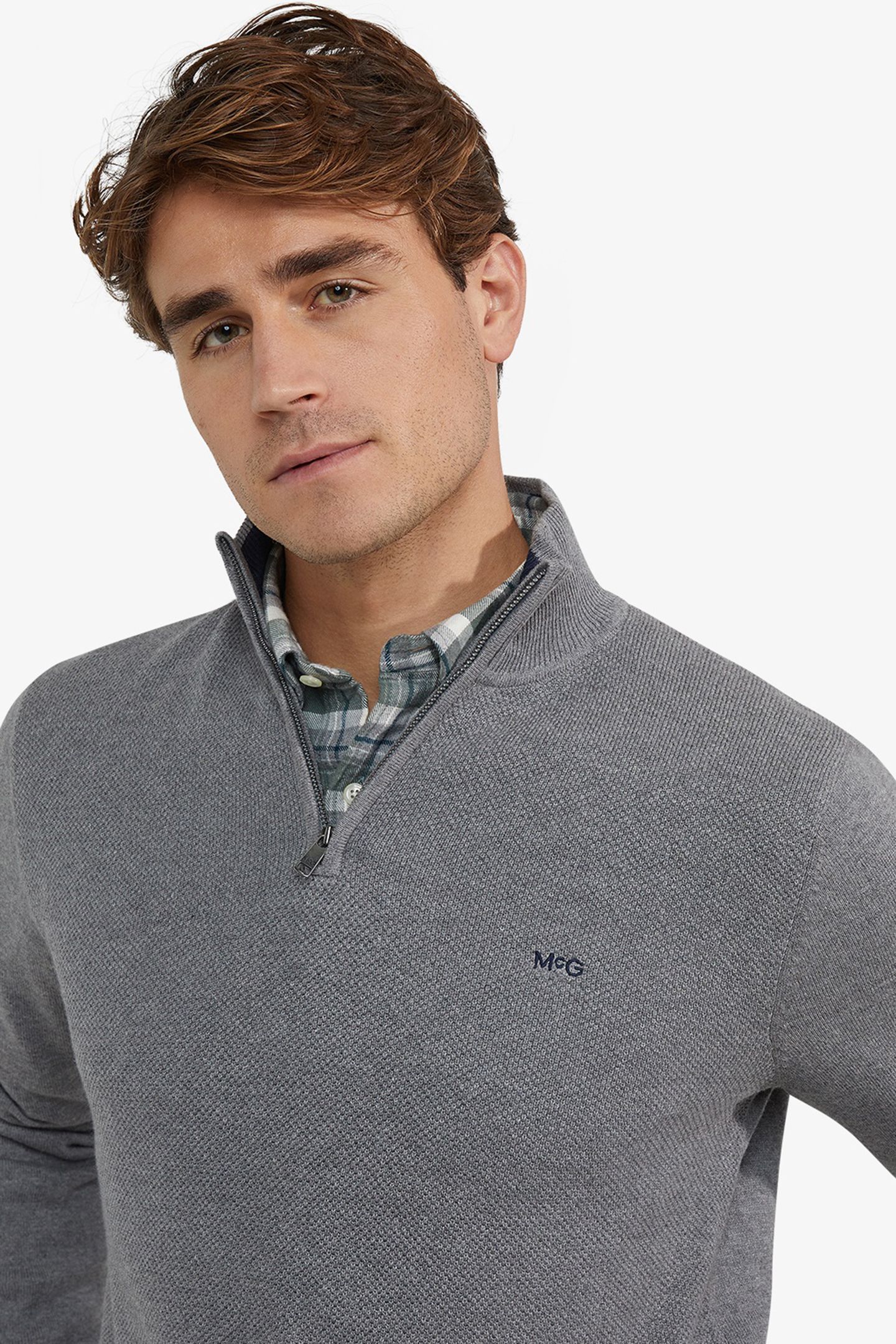 ZIP MOCK SWEATER MEDIUM GREY MELANGE 4