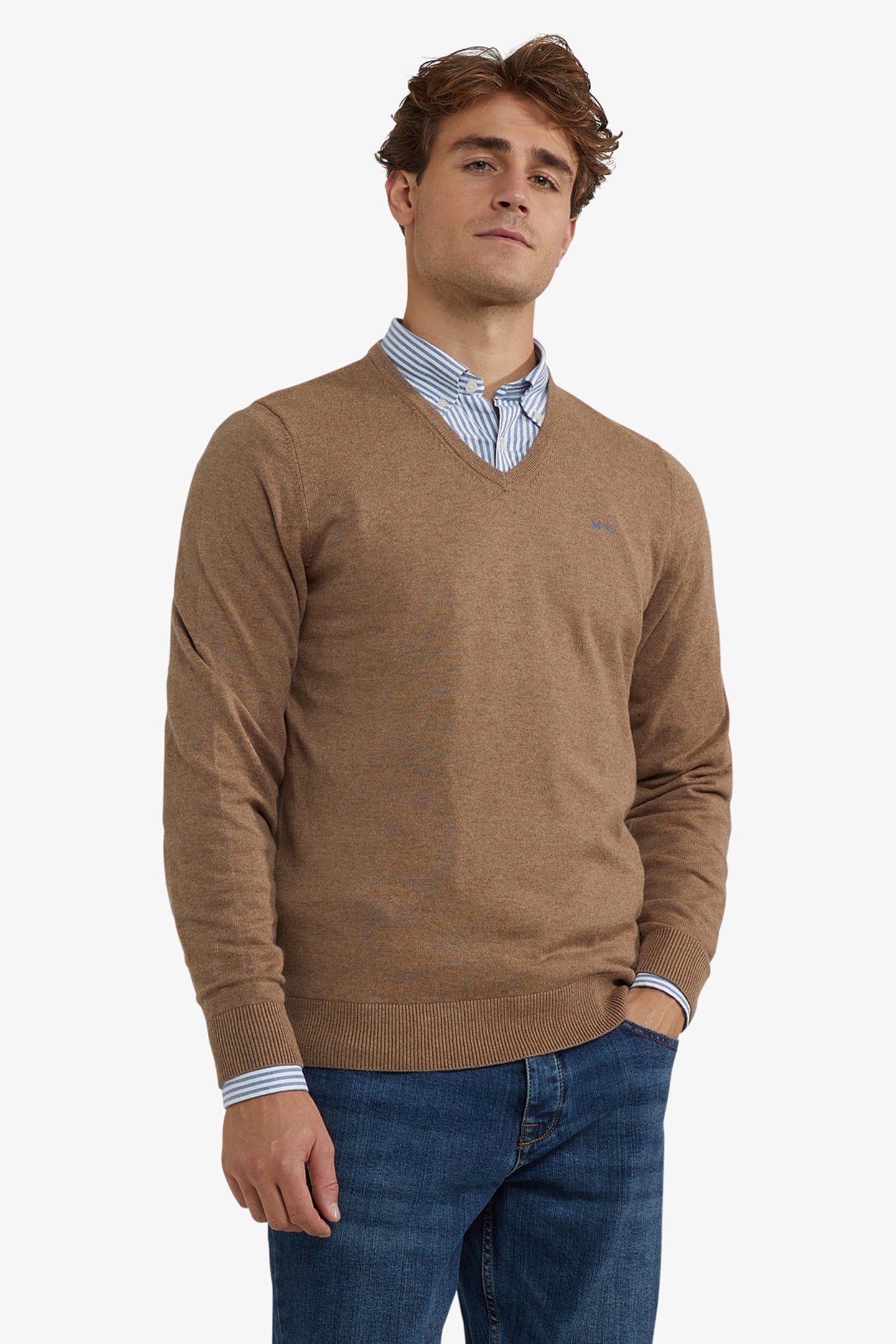 V-NECK SWEATER WALNUT | Online Outlet | Otrium