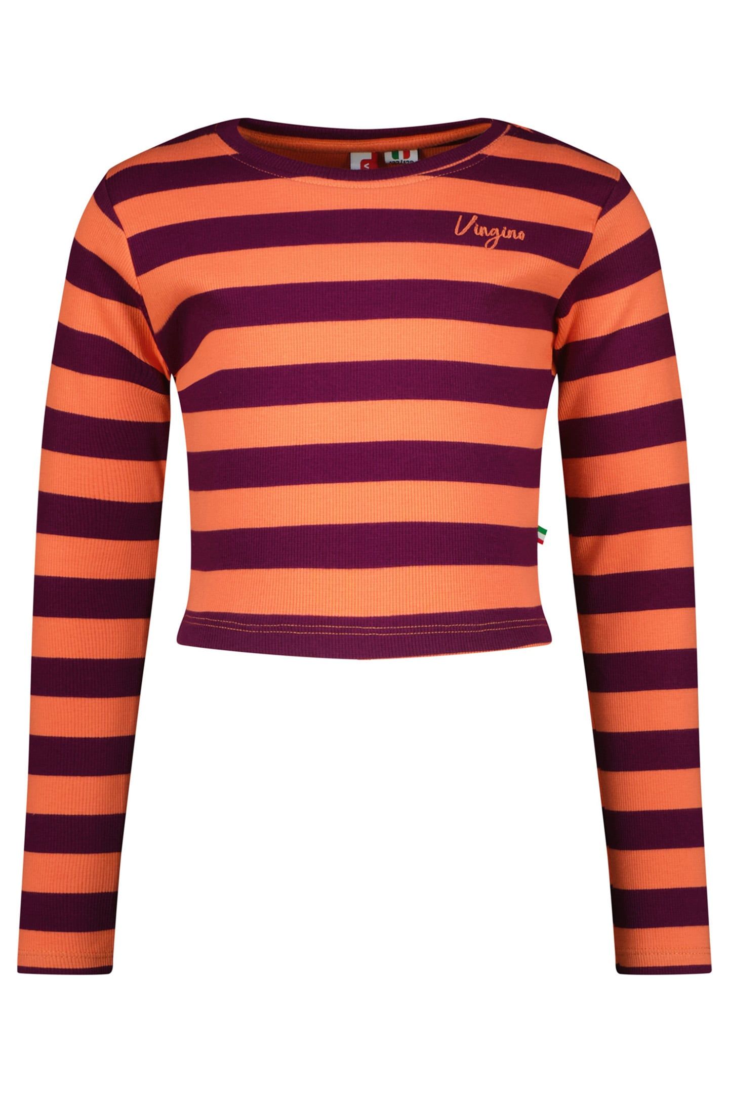 GIRLS G-BASIC-CROP RIB STRIPE T-SHIRT FRESH CORAL 3