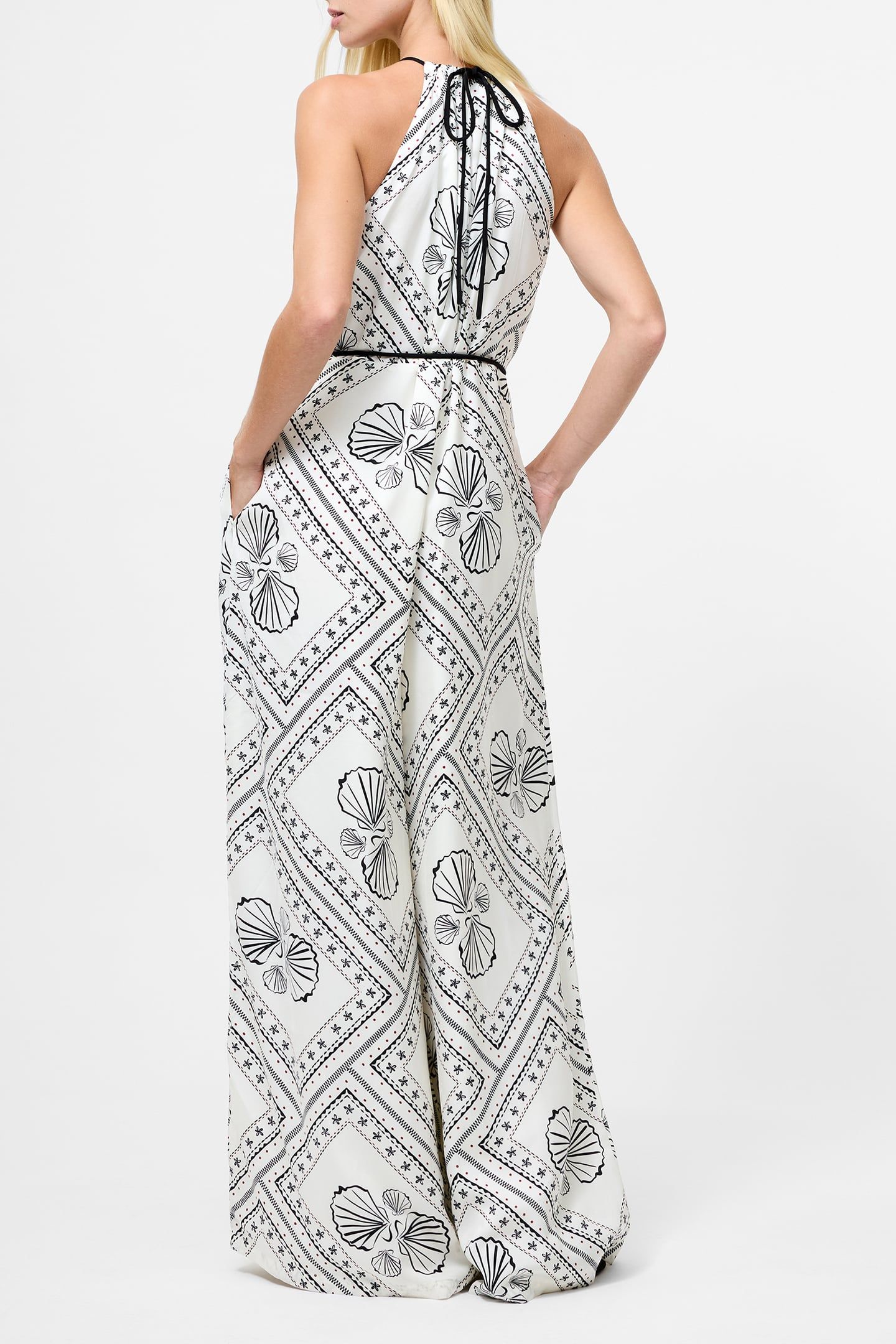CATHERINE DAMASCO JUMPSUIT WHITE/BLACK 2