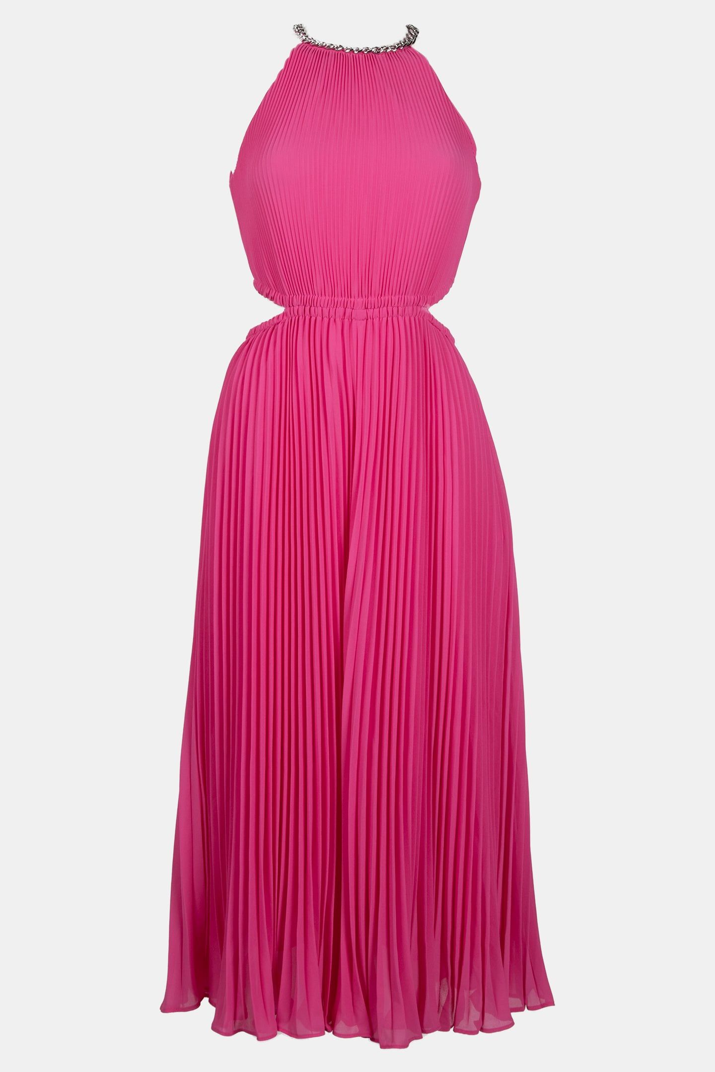 PLEATED CUTOUT DRESS CERISE 4