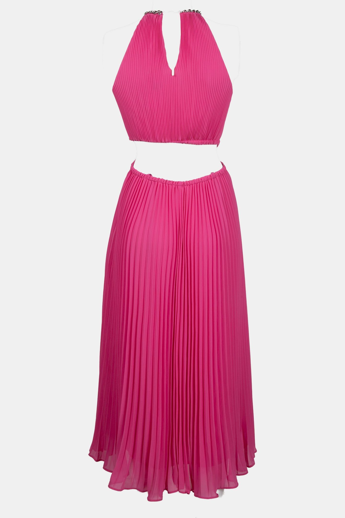 PLEATED CUTOUT DRESS CERISE 5