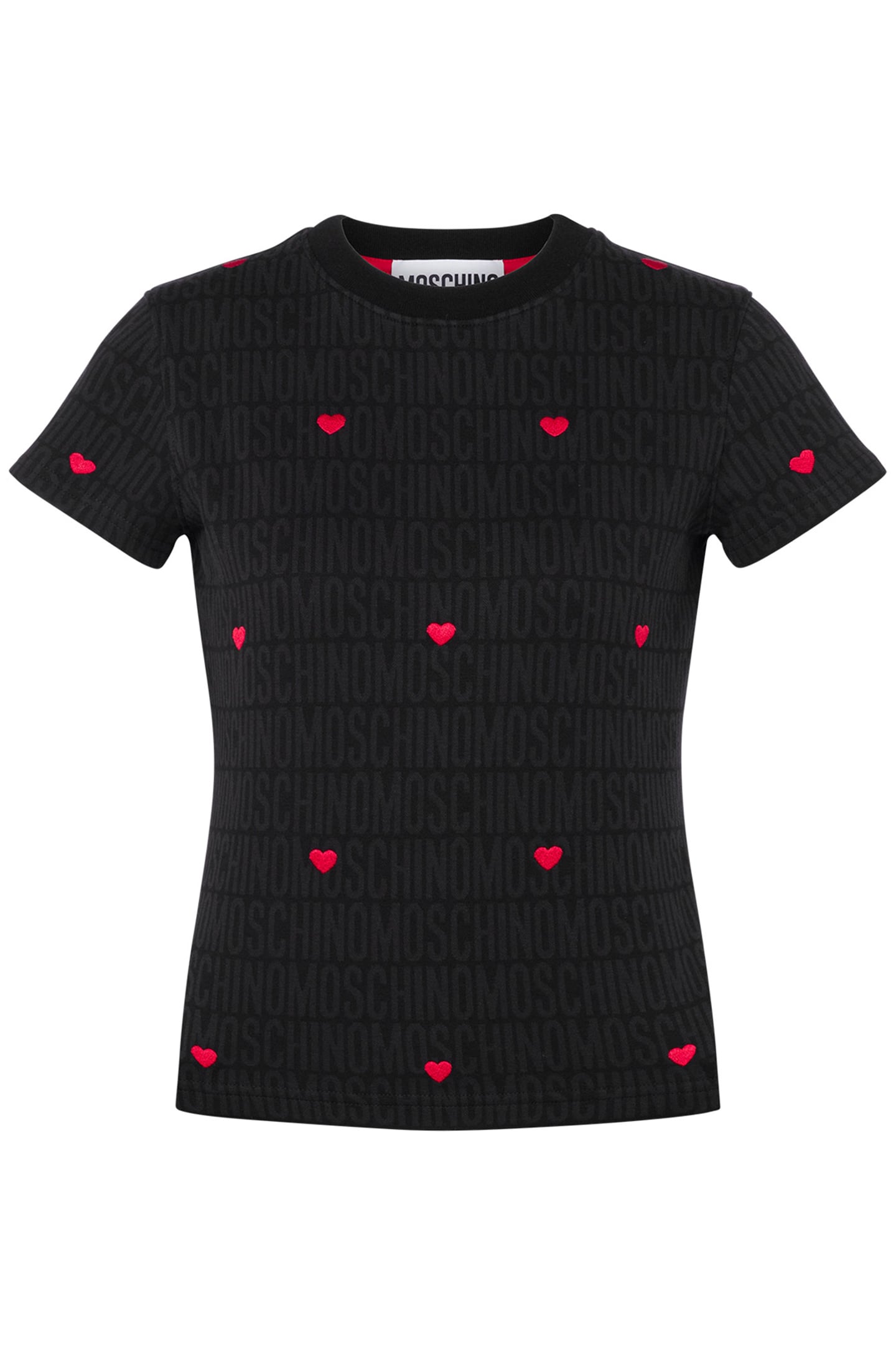 JERSEY T-SHIRT WITH ALLOVER LOGO HEARTS BLACK 3