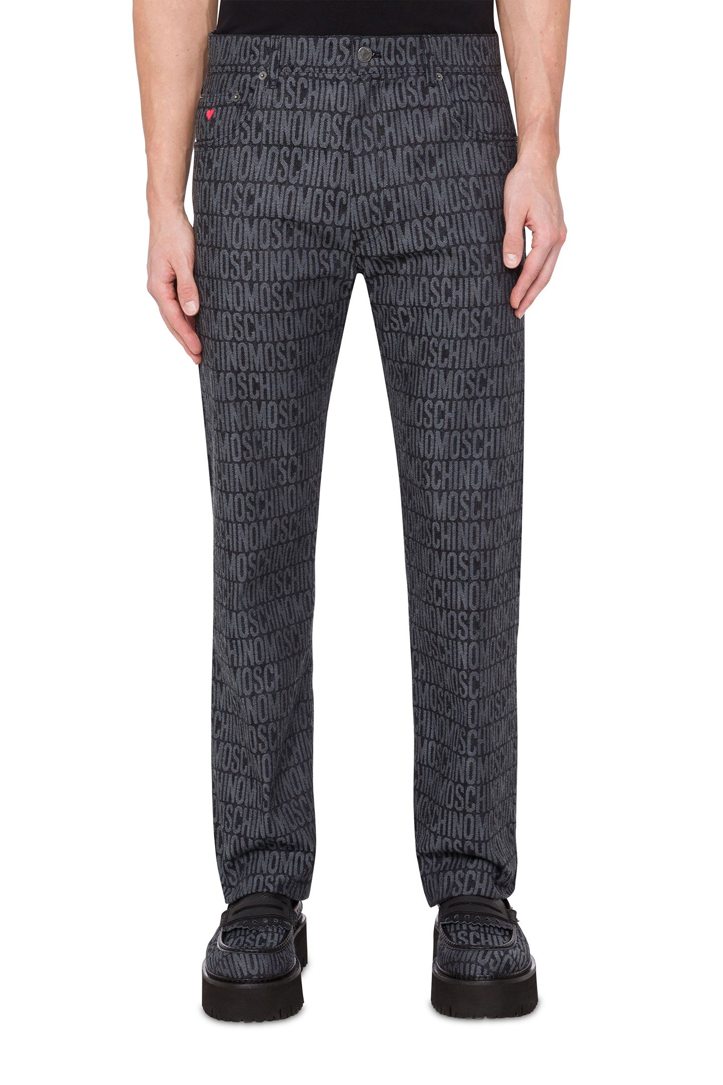 ALLOVER LOGO BLACK DENIM TROUSERS BLACK 1