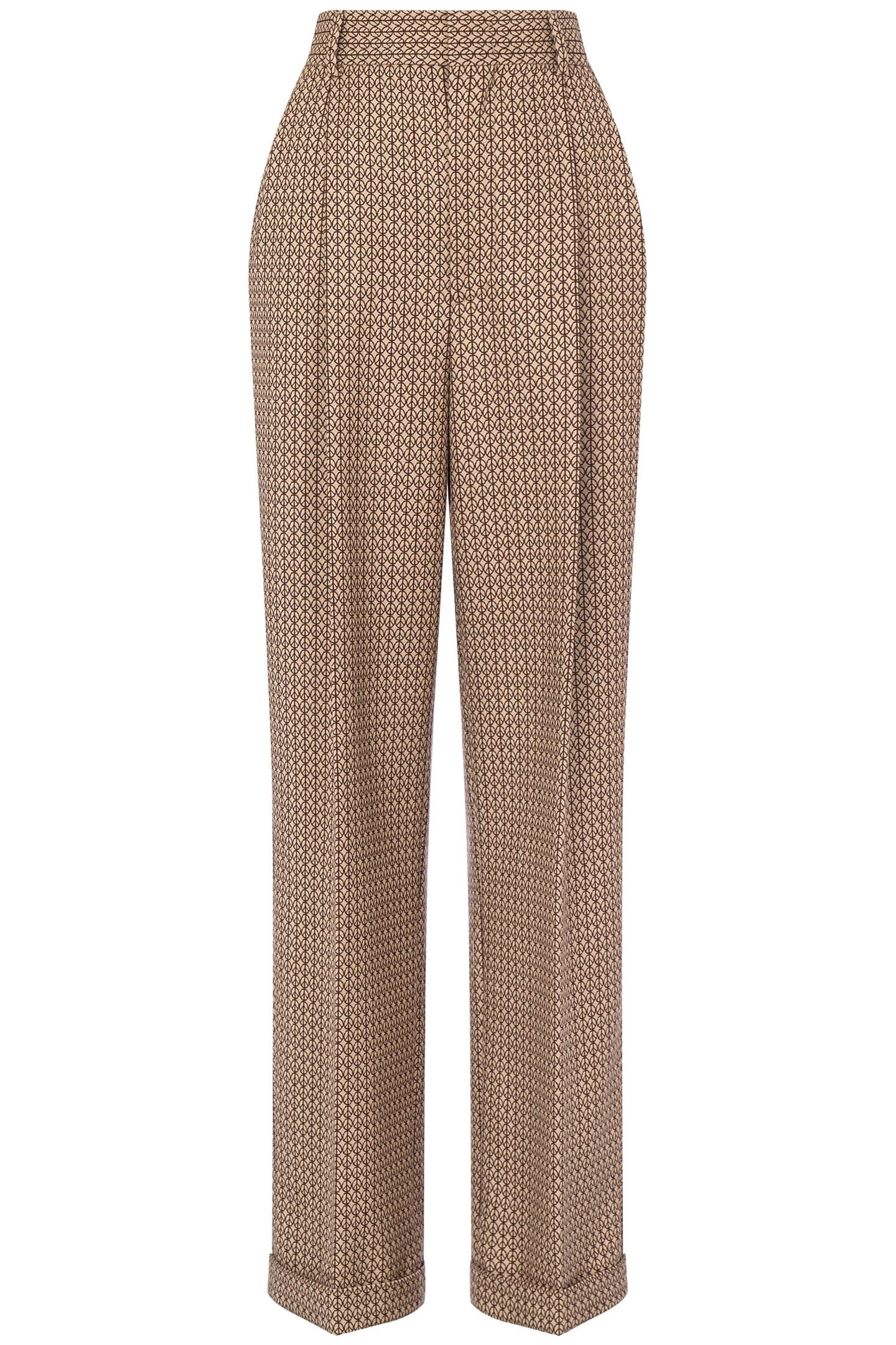 PEACE JACQUARD WOOL TROUSERS BEIGE 3