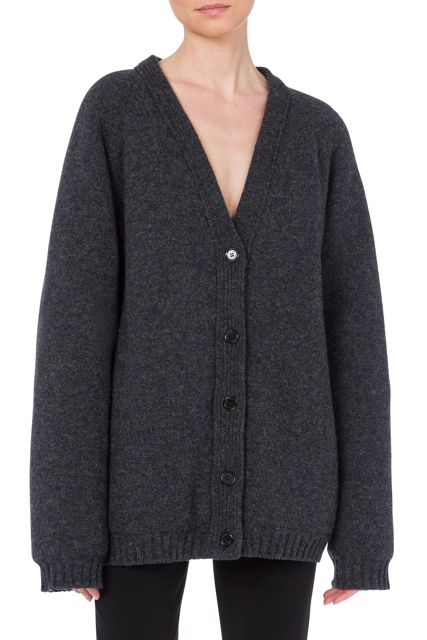 OVERSIZED CARDIGAN IN 100% ENLARGE SHETLAND GREY 1