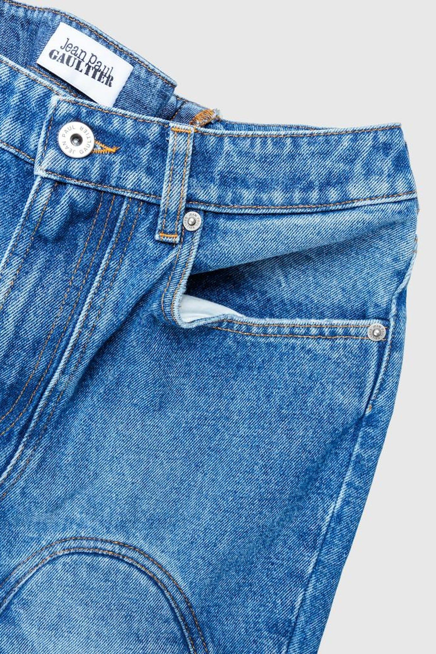 JEAN PAUL GAULTIER – KNEE-BONDED LACE DENIM JEANS 5