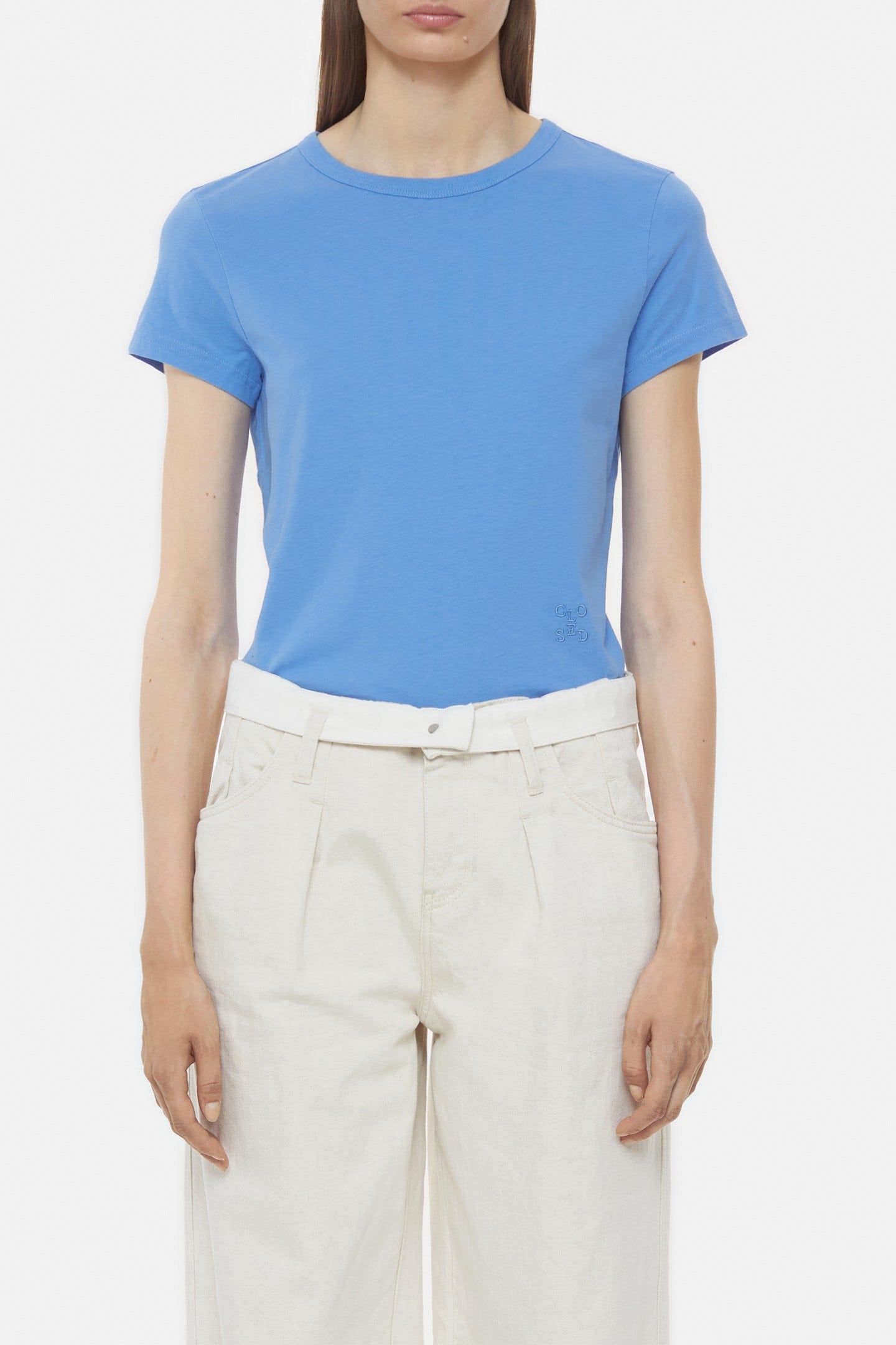 CREW NECK SHORT SLEEVE T-SHIRTS CHAMBRAY BLUE 1