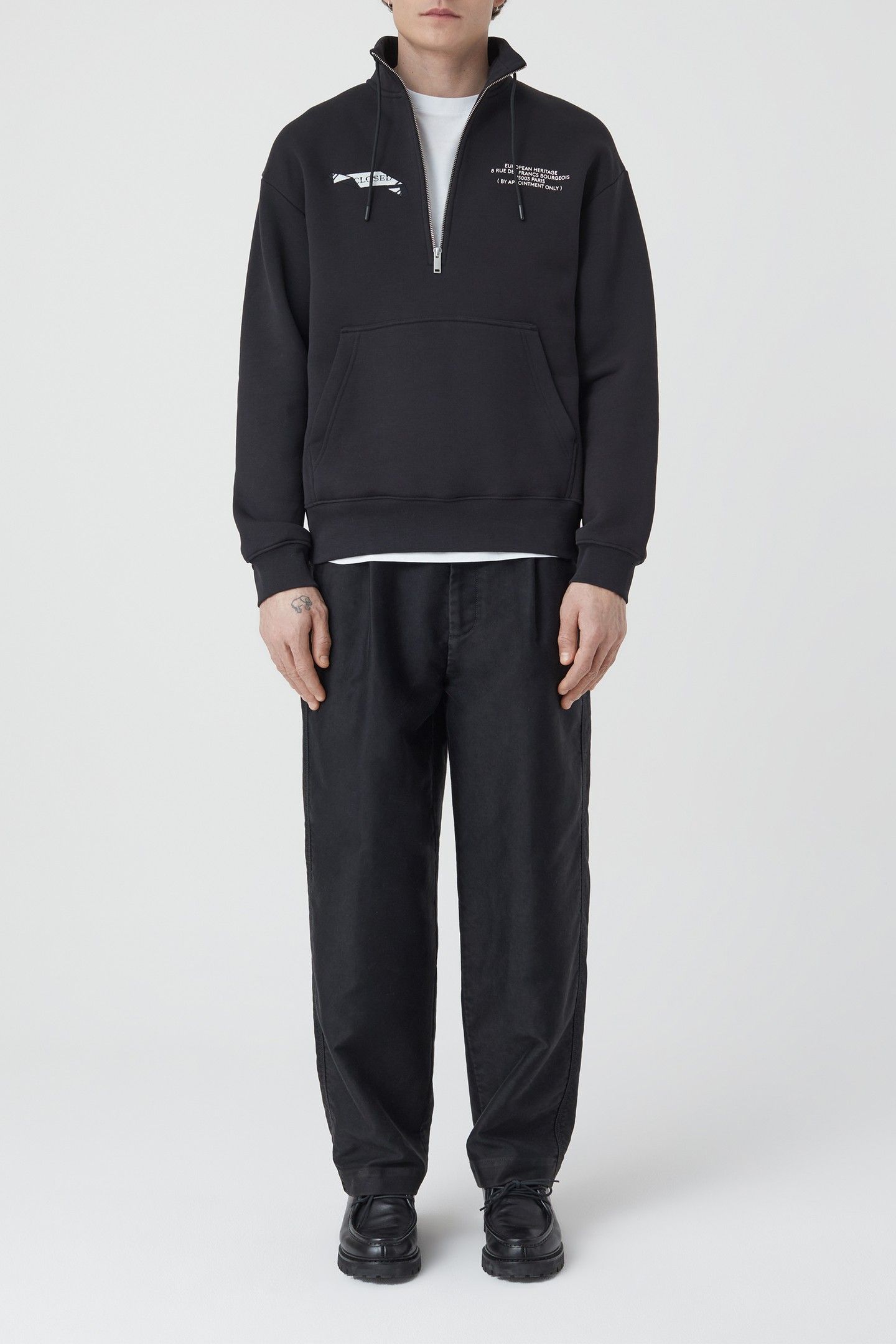 HALF ZIP SWEAT T-SHIRTS BLACK 1