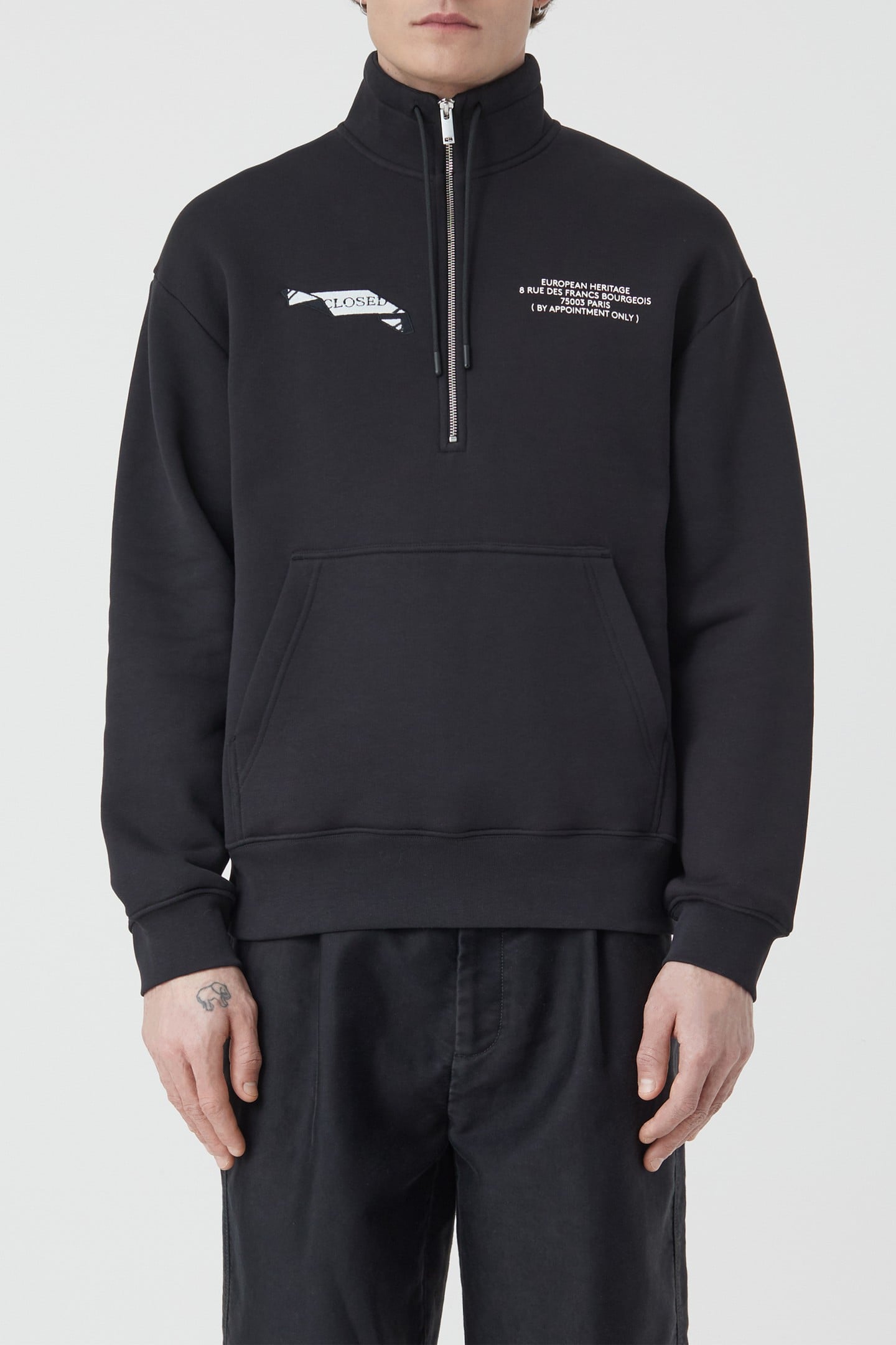 HALF ZIP SWEAT T-SHIRTS BLACK 2