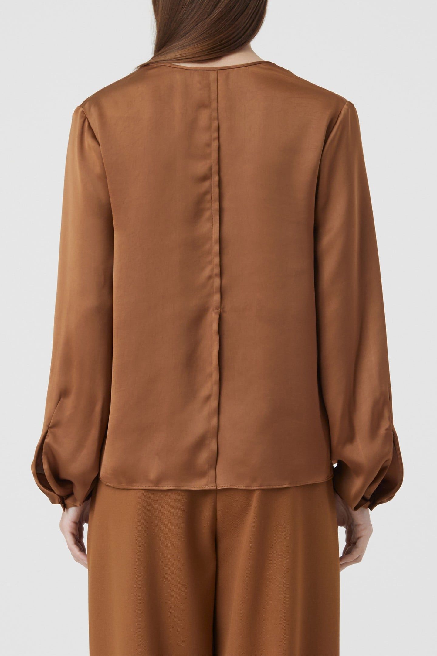 SILK LONG BLOUSE SHIRT AUBURN 3