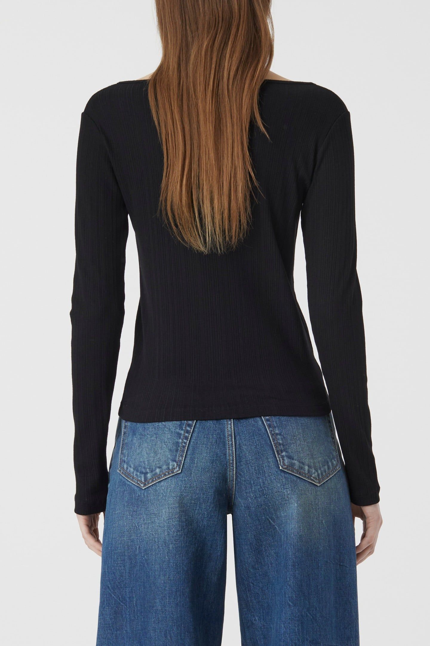 V NECK CARDIGAN T-SHIRTS BLACK 3