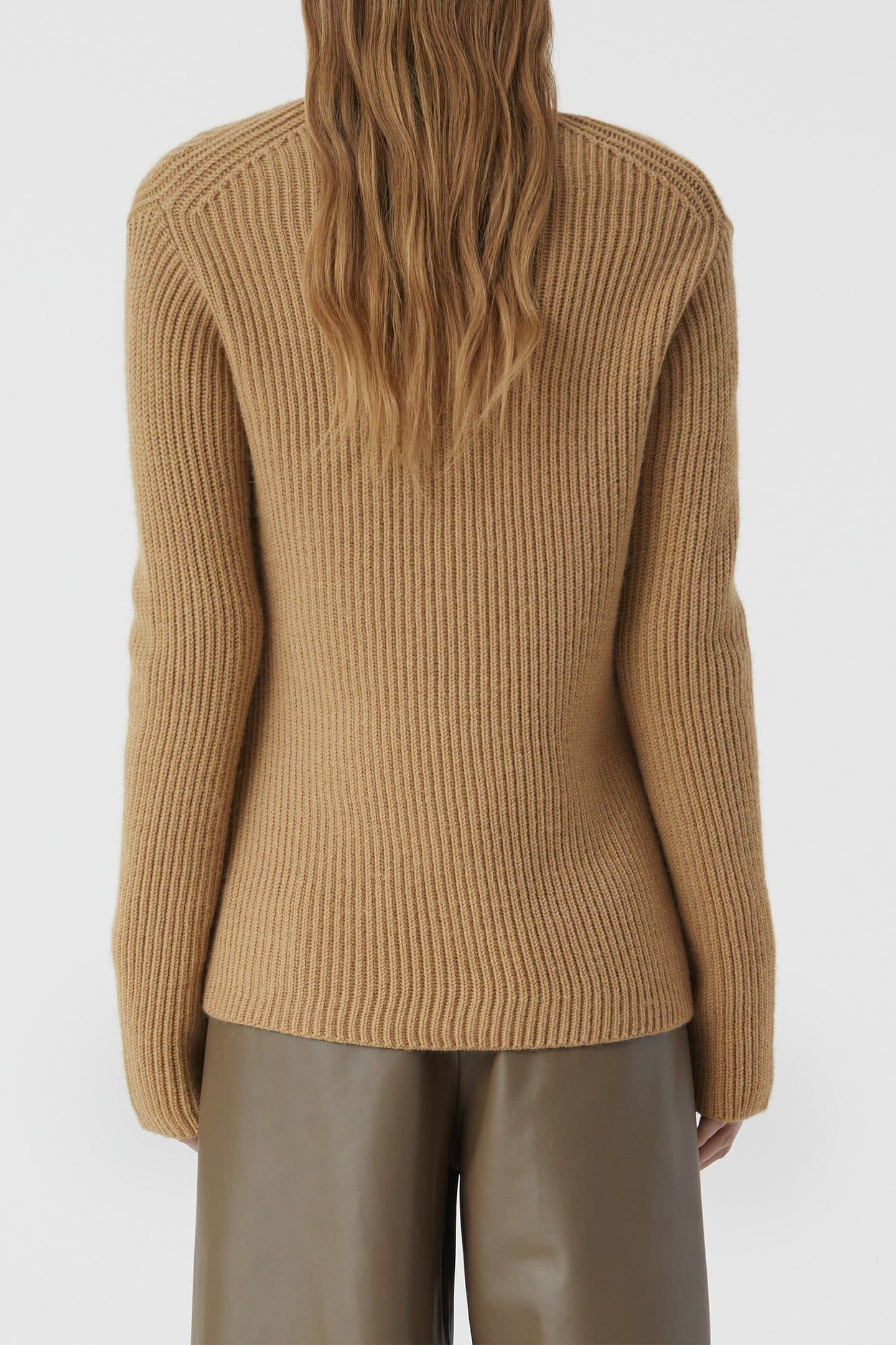 V CARDIGAN LONG SLEEVE KNITS DRIED TABACO 5