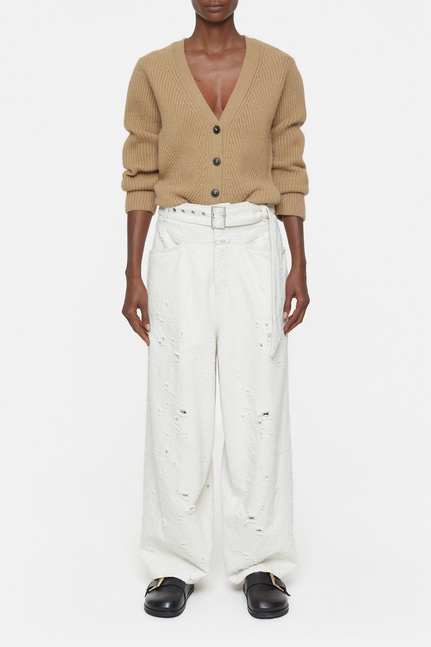 V CARDIGAN LONG SLEEVE KNITS DRIED TABACO 1