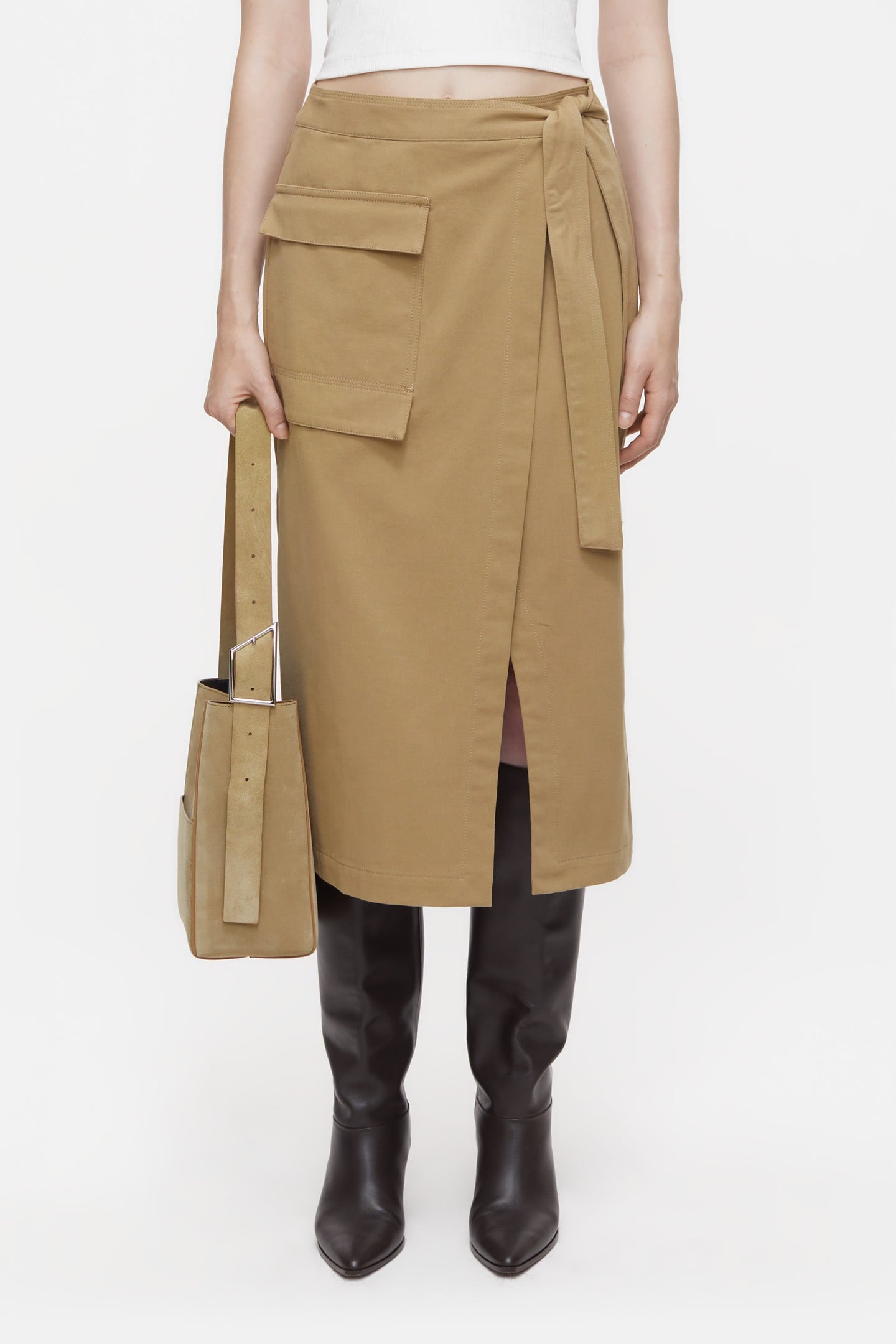 WRAP SKIRT TAUPE BEIGE 1