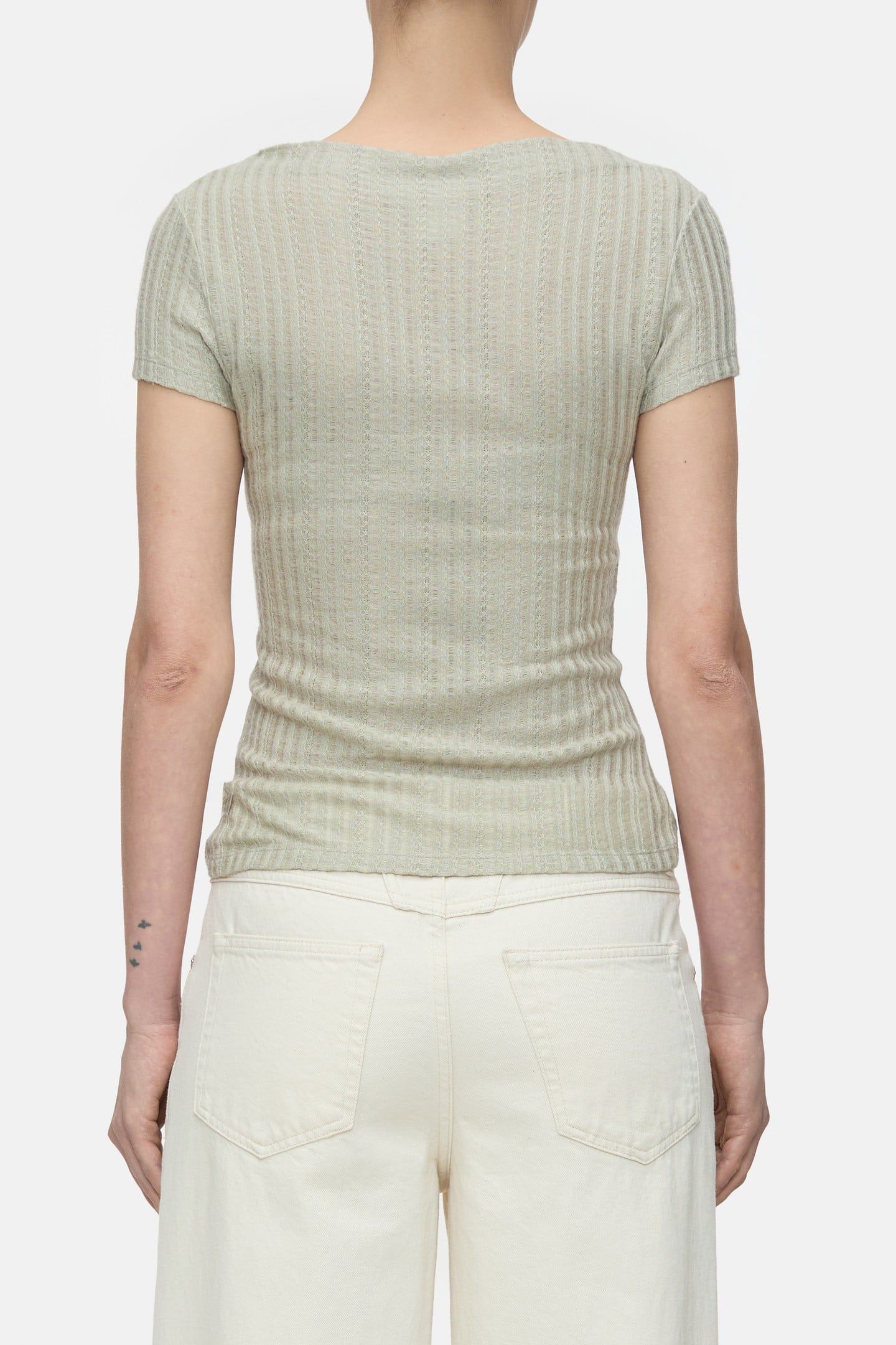 STRAIGHT NECK T-SHIRT T-SHIRTS PASTEL OLIVE 3