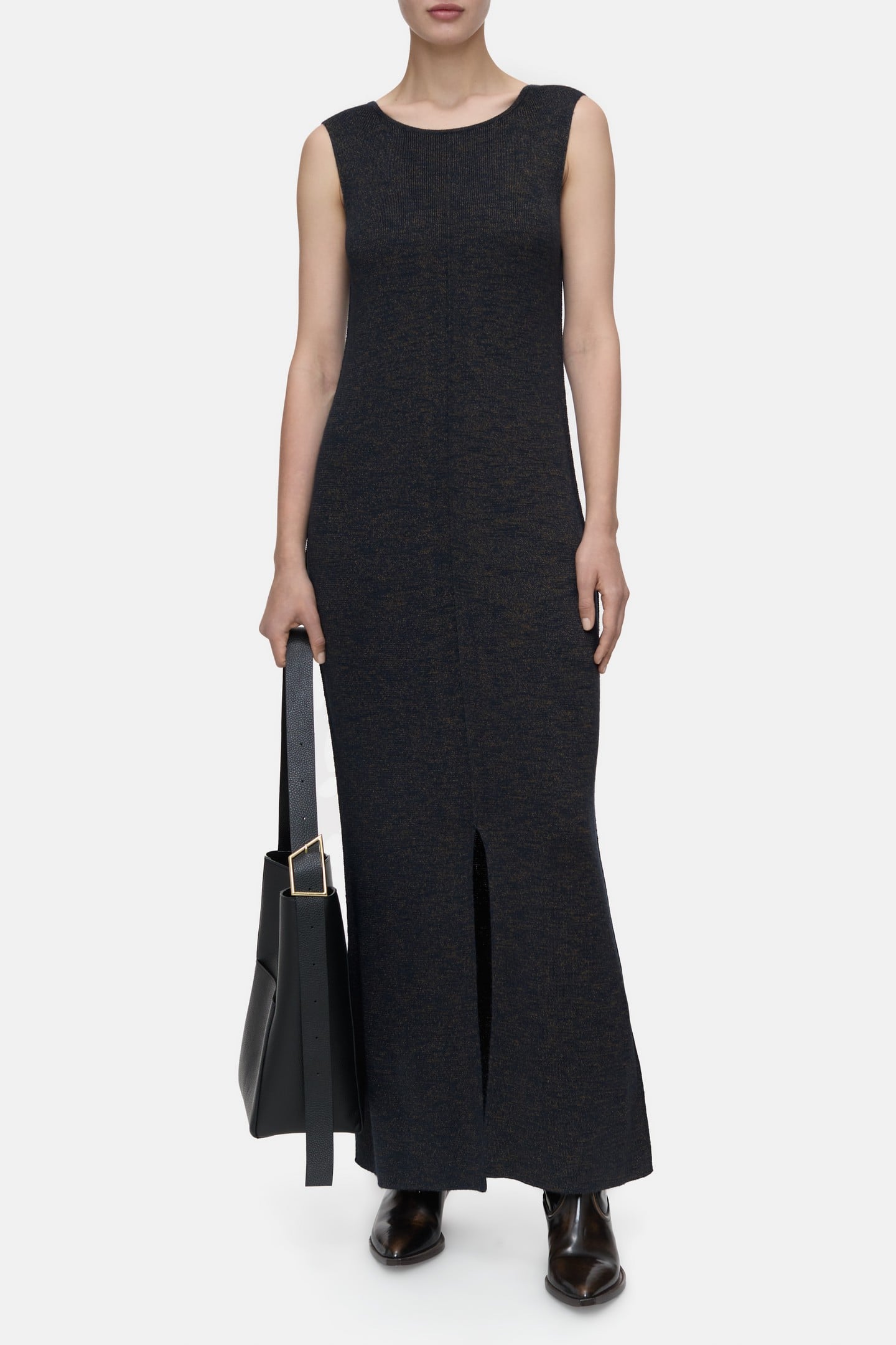 SLEEVELESS RIB DRESS SMOKEY BLUE 1