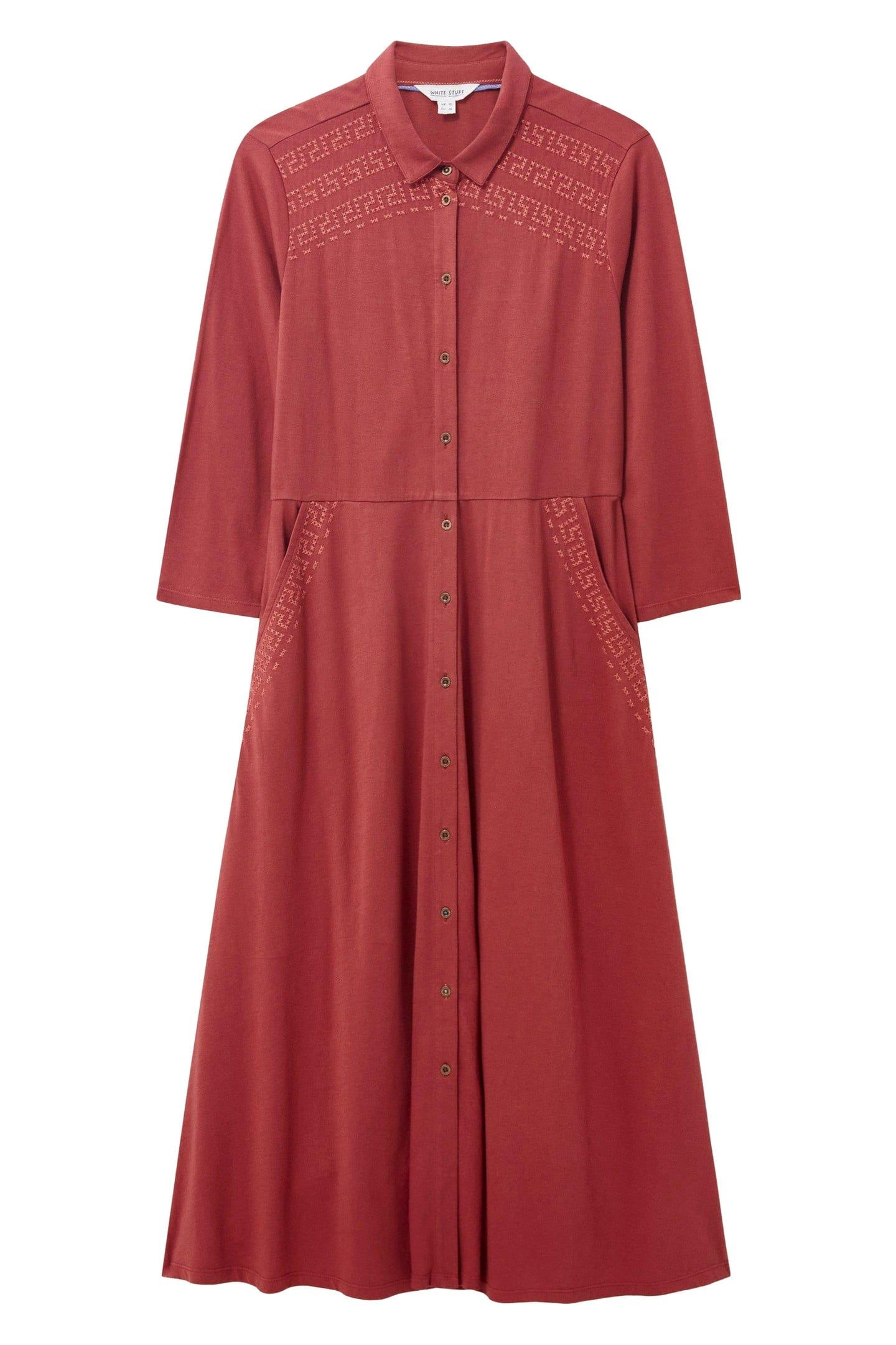 REAGAN EMBROIDERED SHIRT DRESS MID PLUM 2