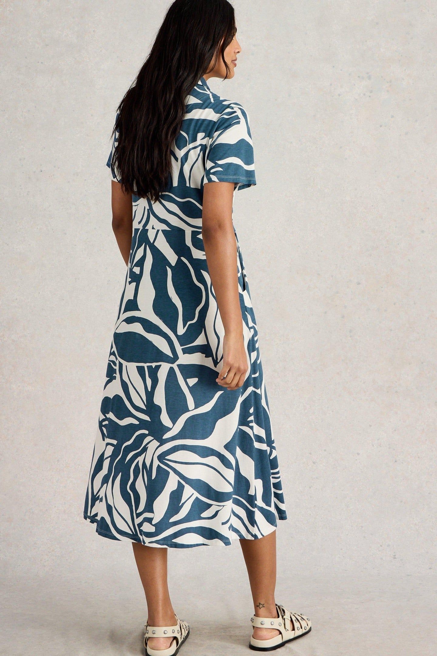 RUA JERSEY SHIRT DRESS NAVY PRINT 2