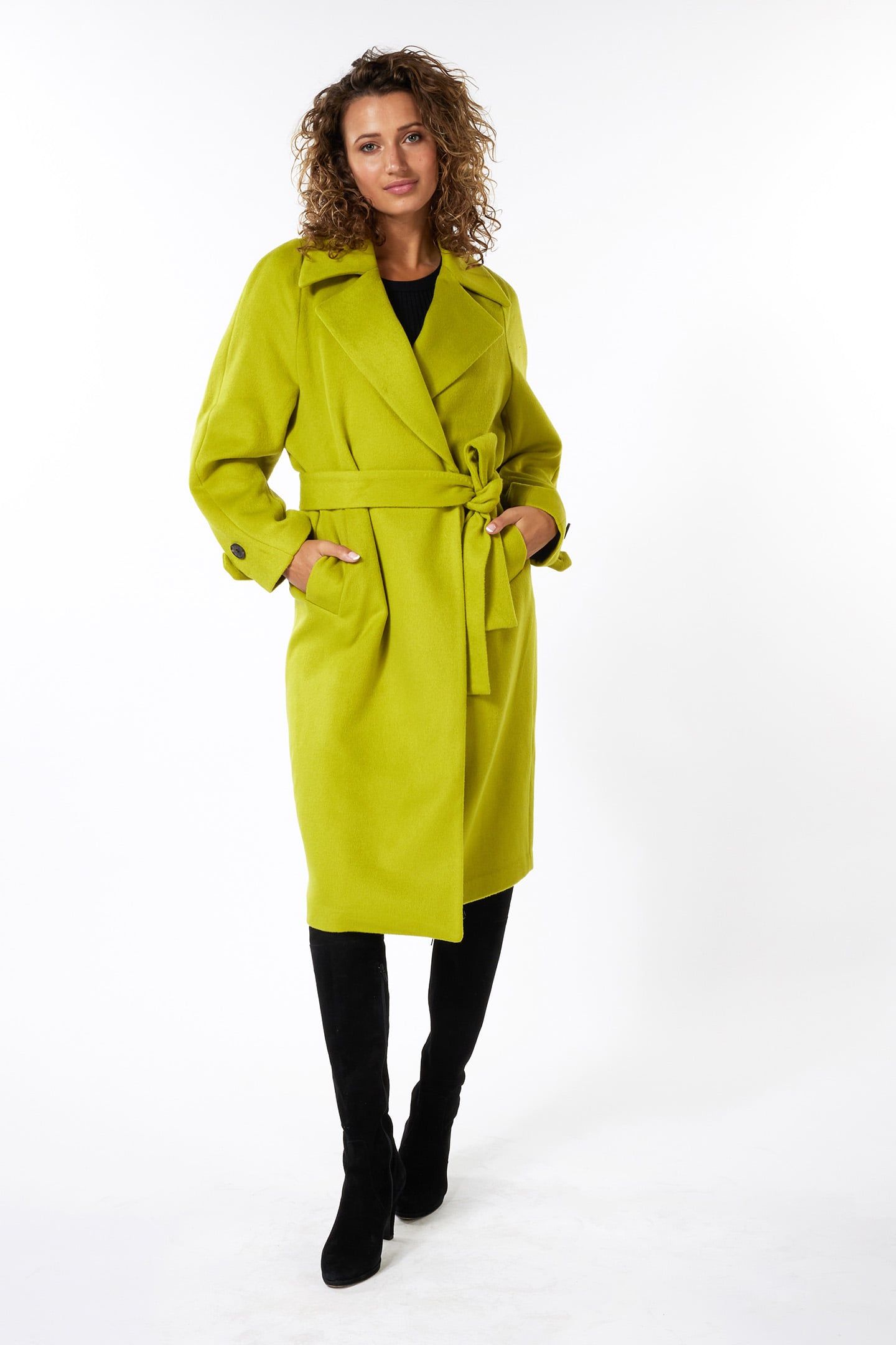 COAT LONG BELT LIME 2
