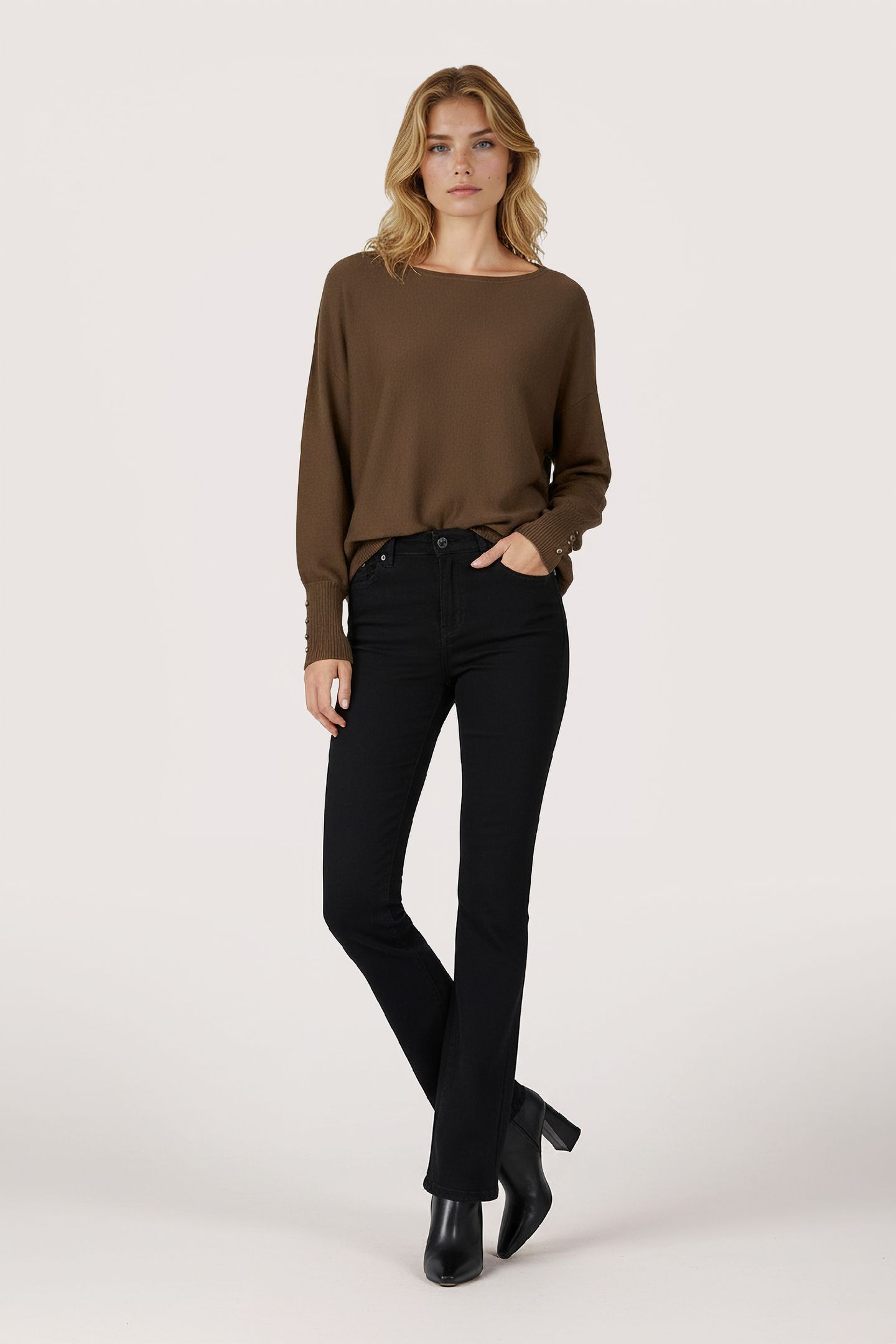 SWEATER BATWING BUTTONED CUFF ARMY GREEN 2
