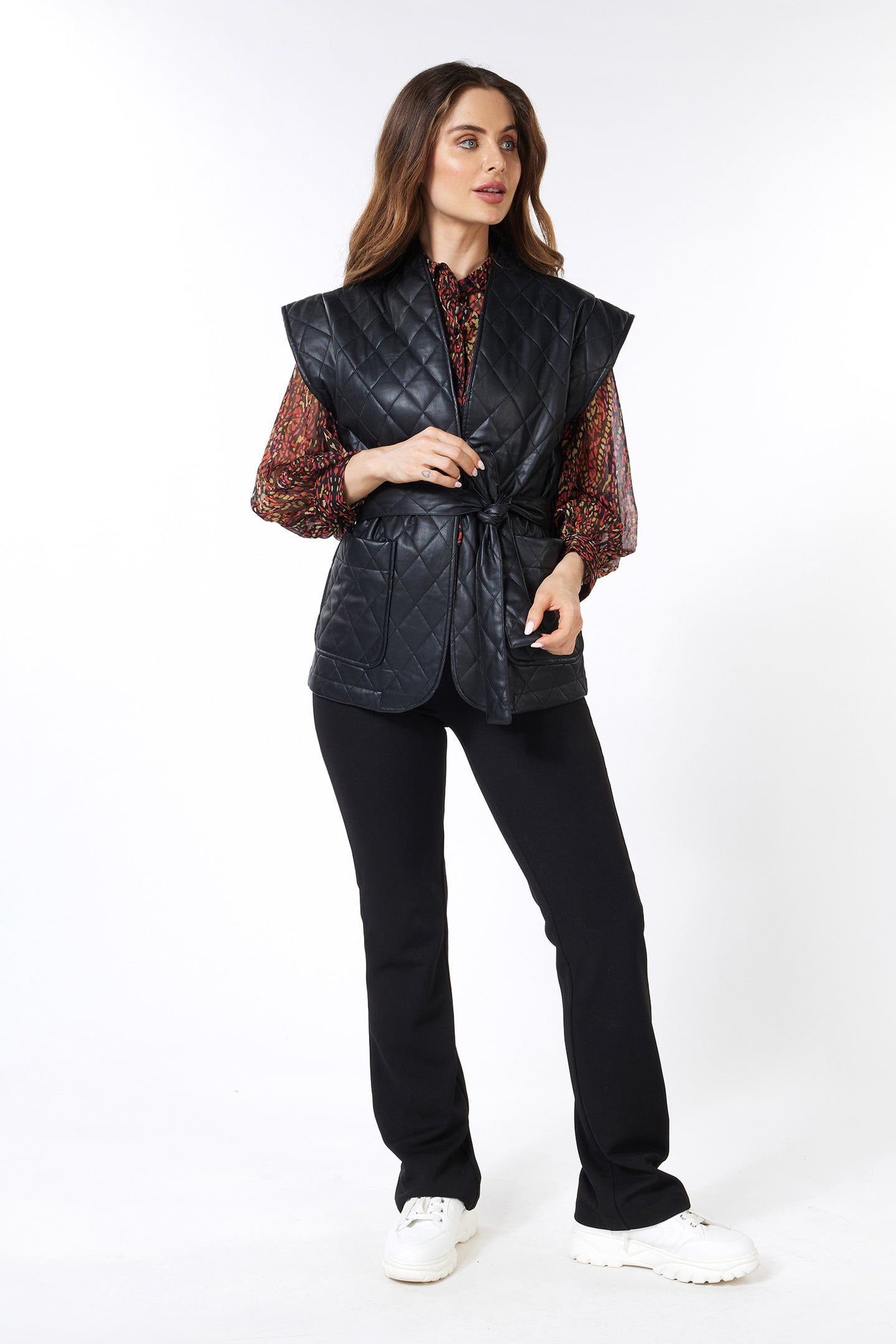 GILET PADDED PU BLACK 3