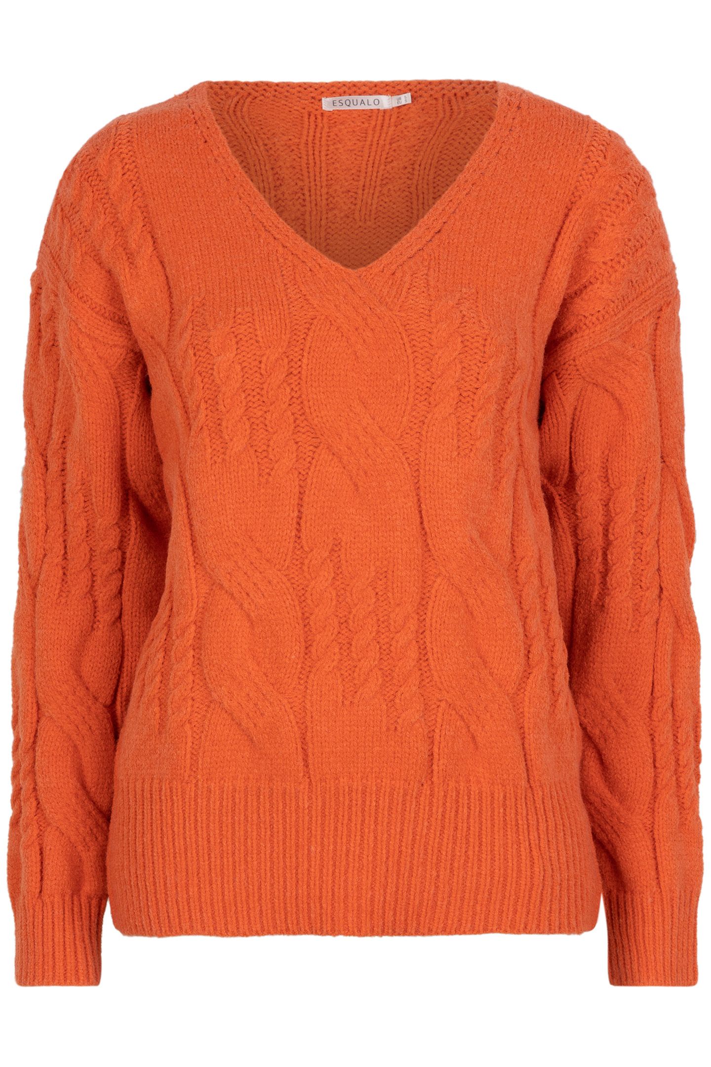 SWEATER CABLES V-NECK RED CLAY 4