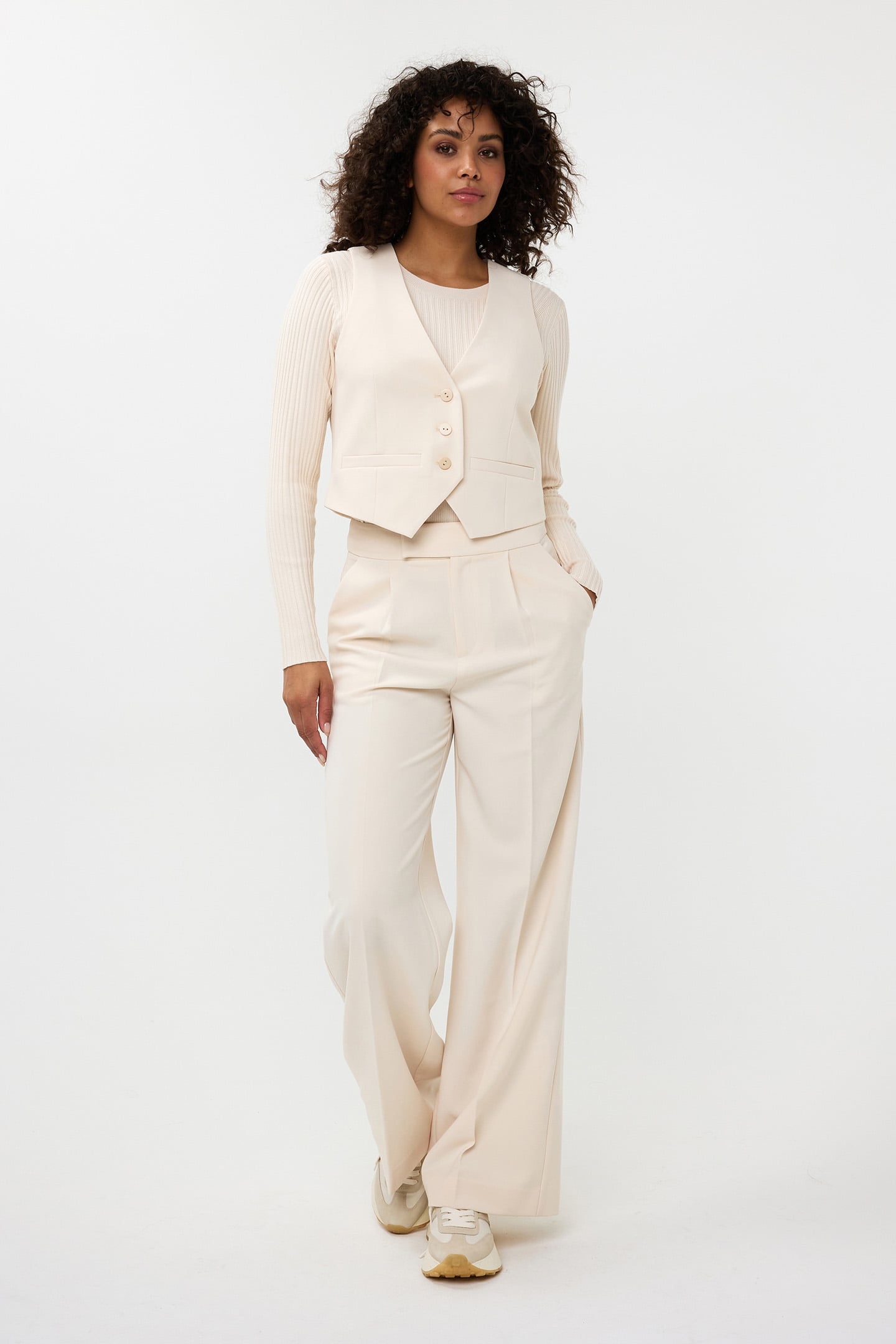 TROUSERS HIGH WAIST WIDE CITY BEIGE 3