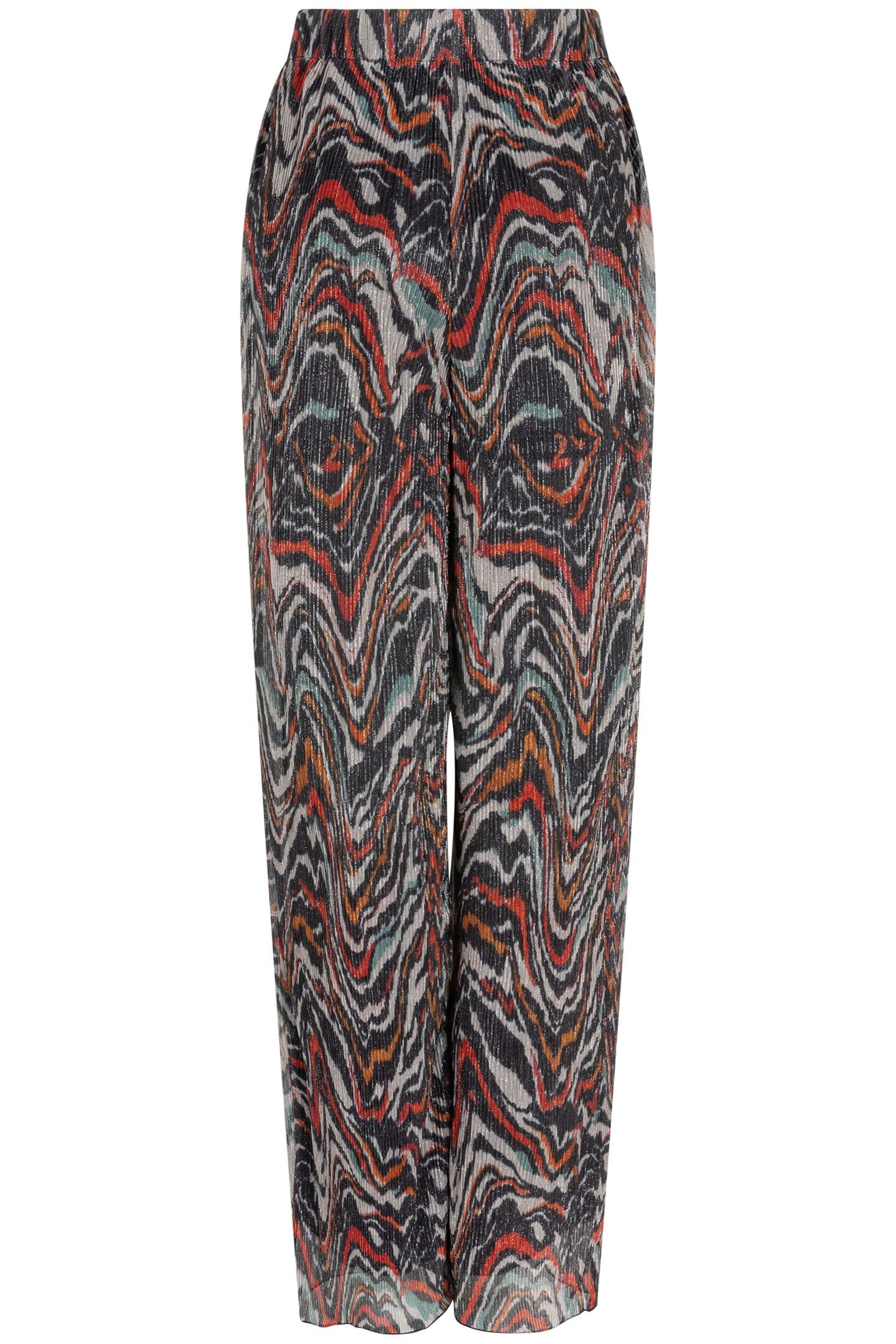 TROUSERS LUREX PLISSE WAVES PRINT 5