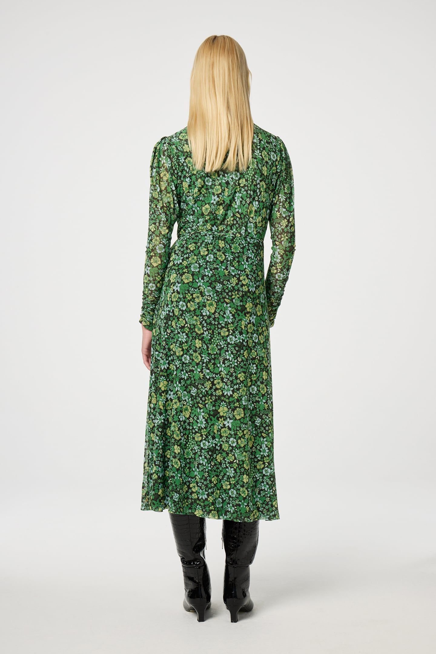 NATALIE DRESS BLACK/PARROT GREEN 2