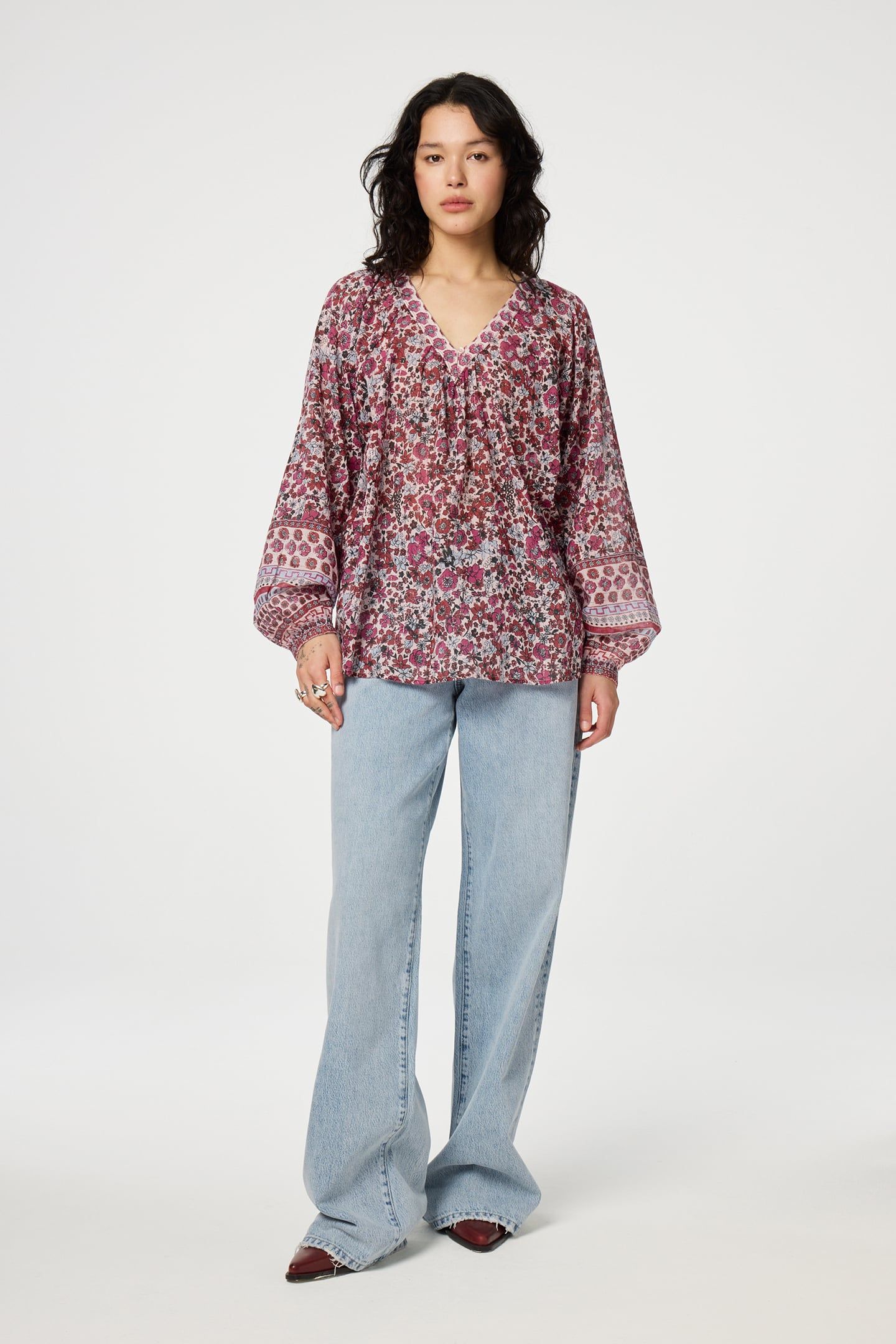 ANAN TOP CERISE RED/POWDER BL 2