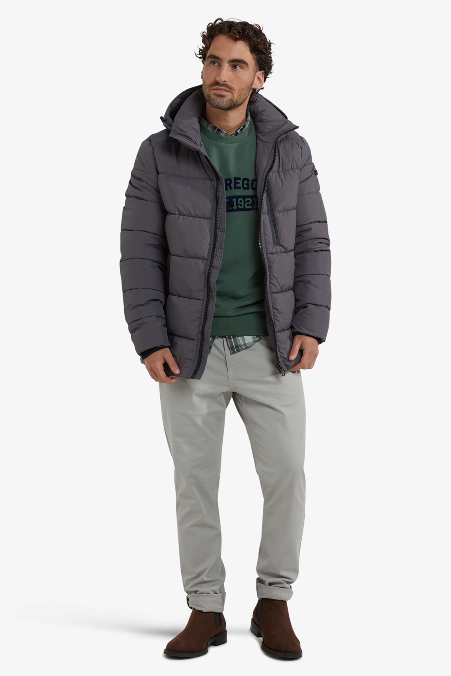 HOODED BOMBER JACKET DARK GREY 2