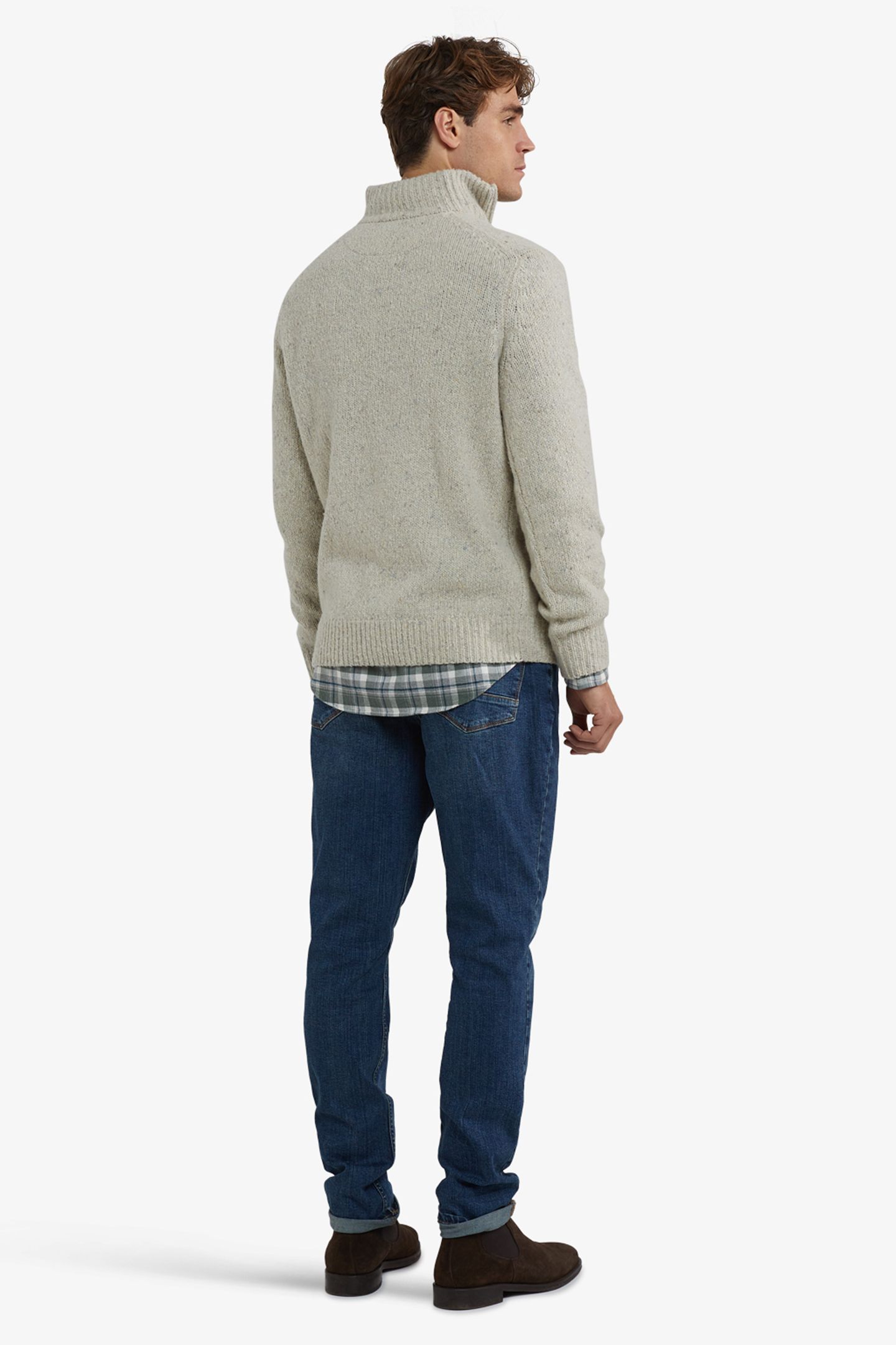 ZIP MOCK FISHERMANS SWEATER OFF WHITE 3