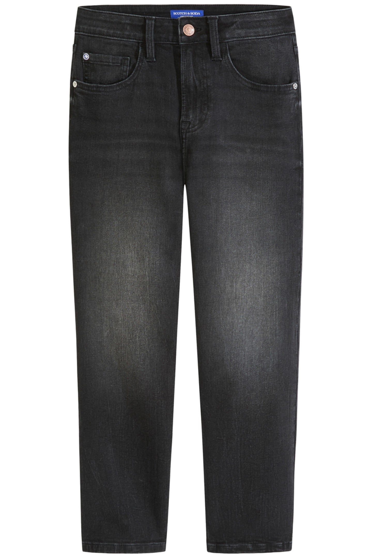 BOYS 5 PKT LOOSE TAPERED FIT JEAN BLACK / WHITE 4