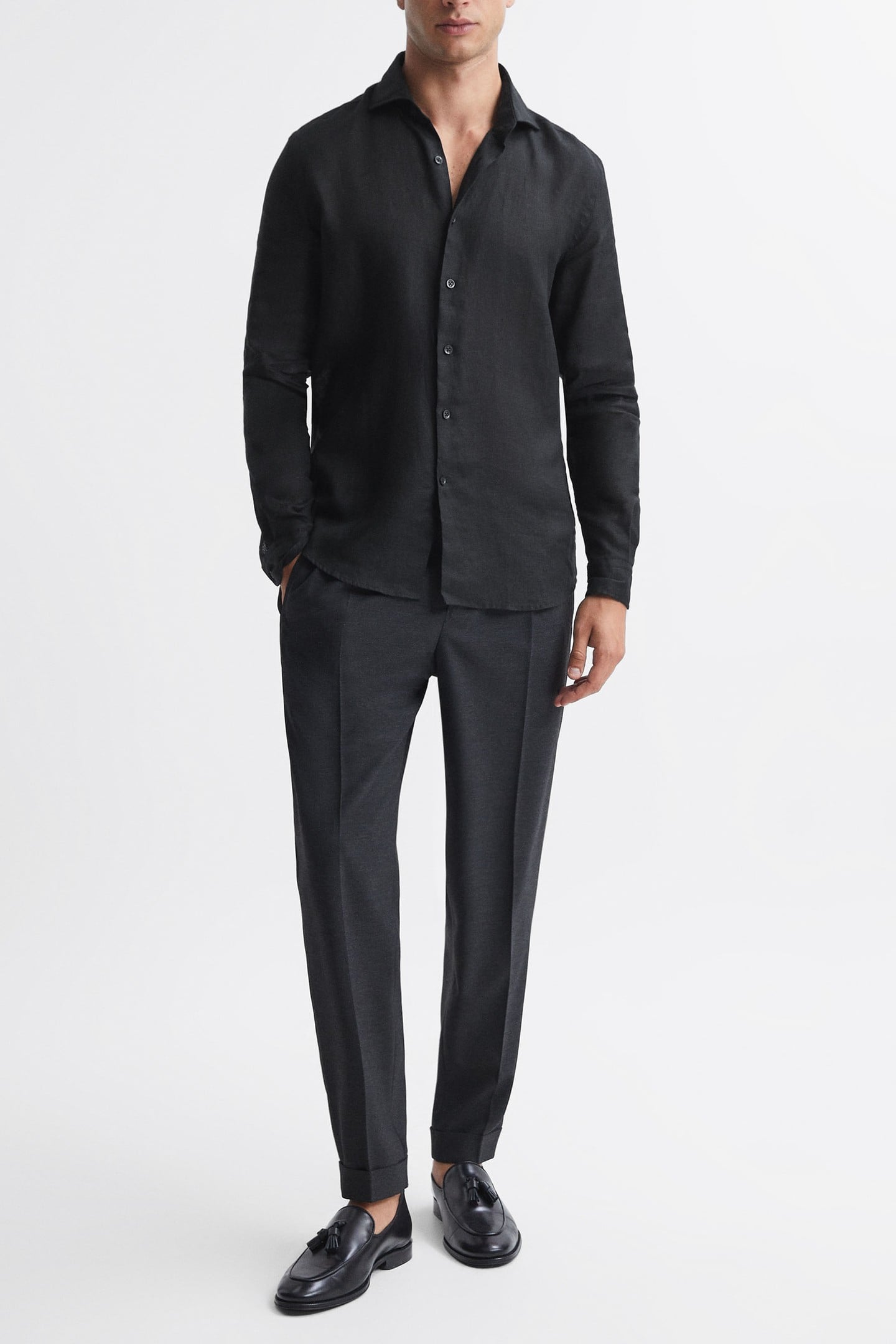 LONGSLEEVE LINEN SHIRT BLACK 3