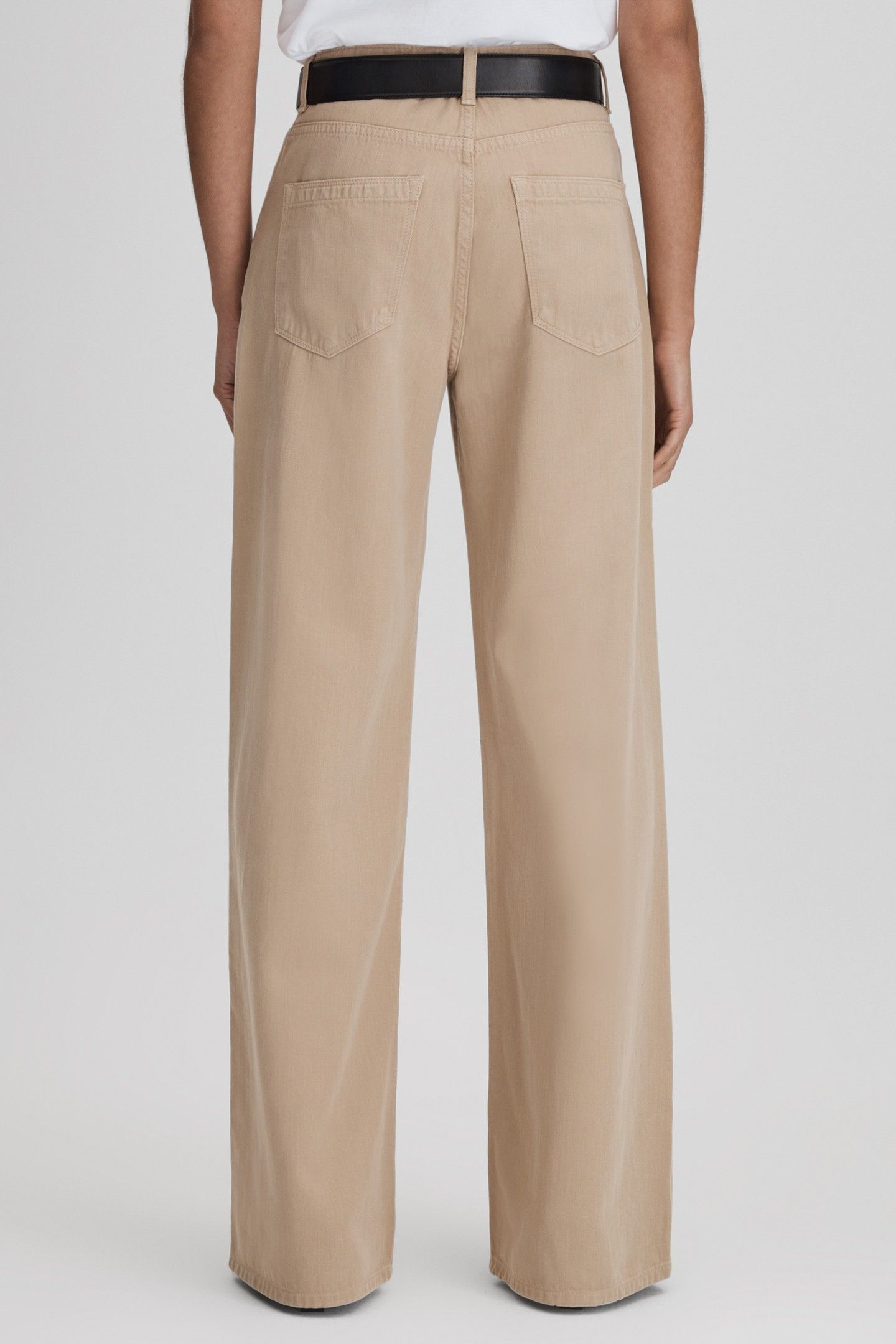 COTTON DENIM WIDE LEG TROUSER LIGHT CAMEL 4
