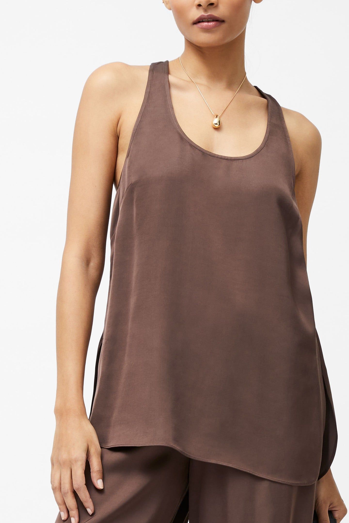 SERA SATIN TANK TOP WALNUT BROWN 2