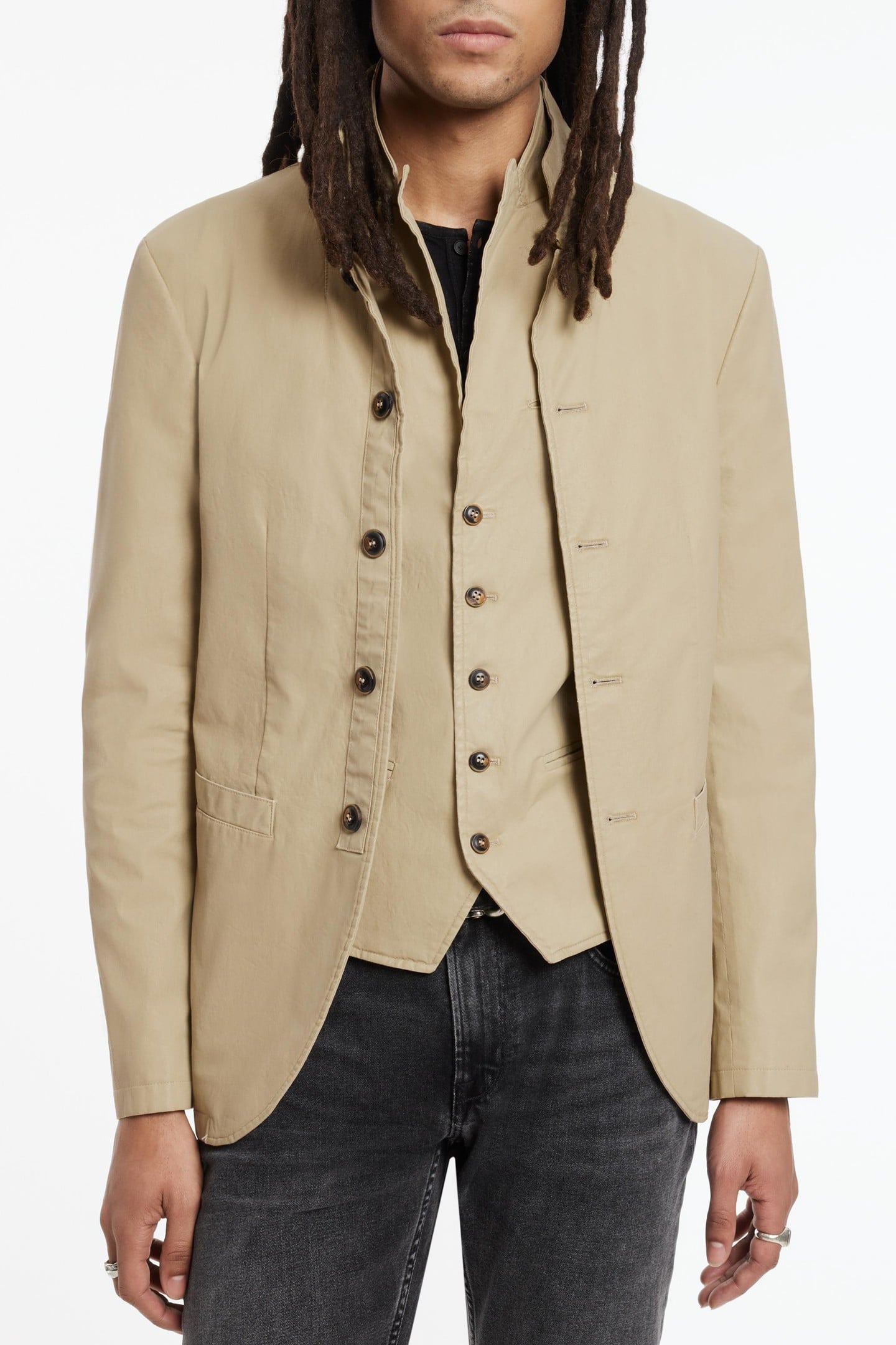 SLIM FIT BUTTON CLOSURE SOFT JACKET CARAMEL 1
