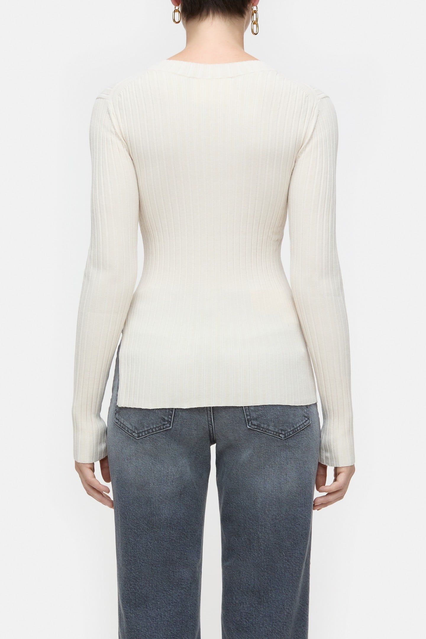 CREW NECK LONG SLEEVE KNITS RAW SILK 2