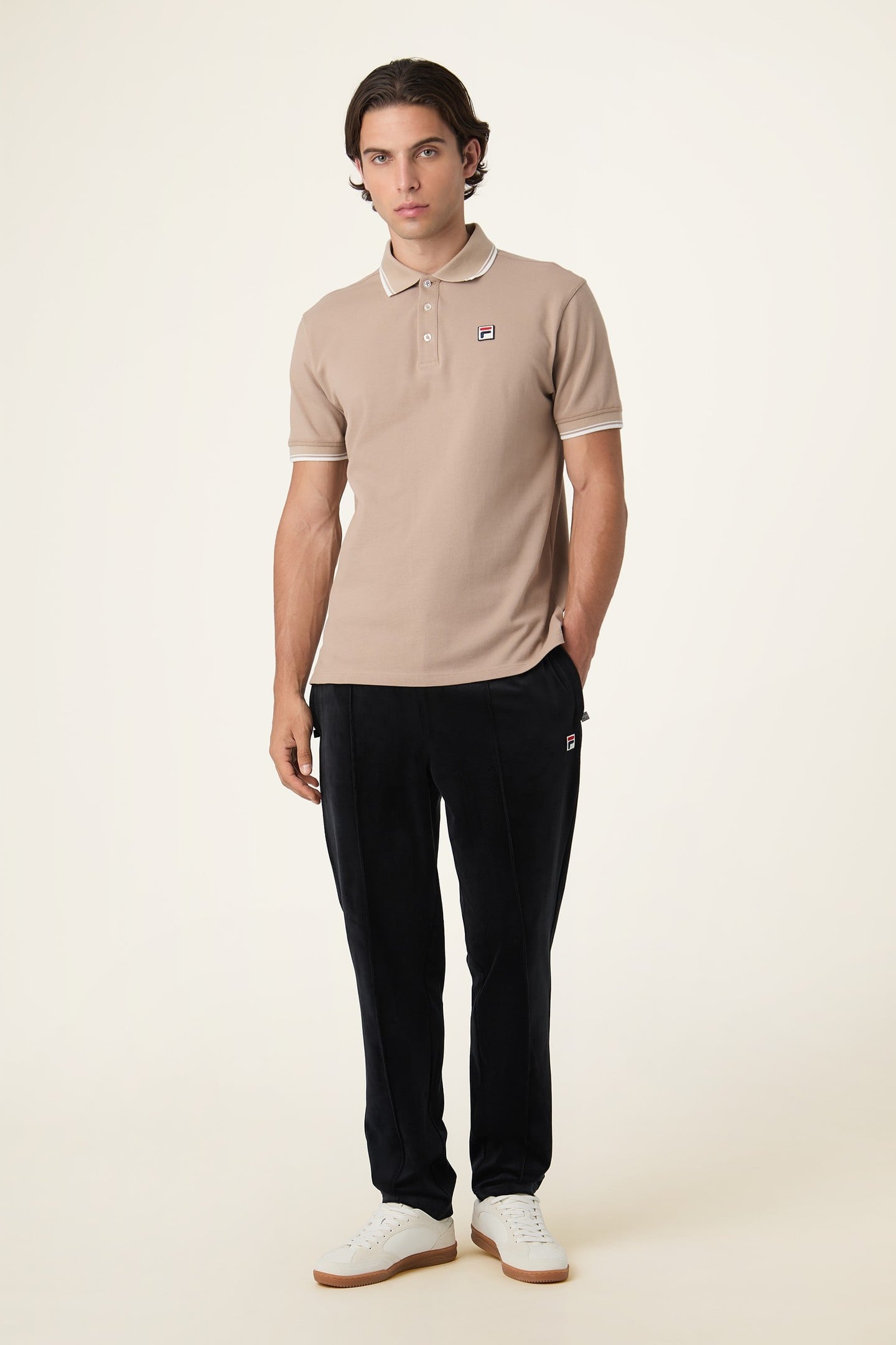 ADRIANO REGULAR TAPERED VELOUR TRACK PANTS BLACK 2