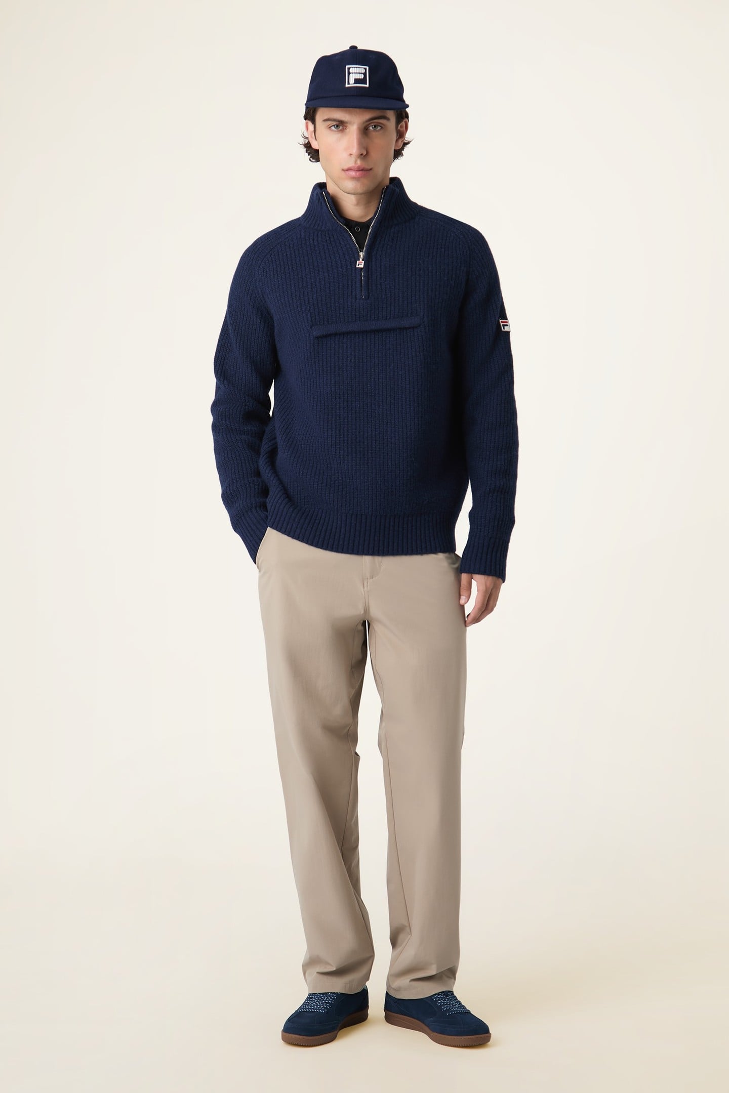 GIOVANNI RELAXED HALF-ZIP KNIT SAILING SWEATER BLACK IRIS 2