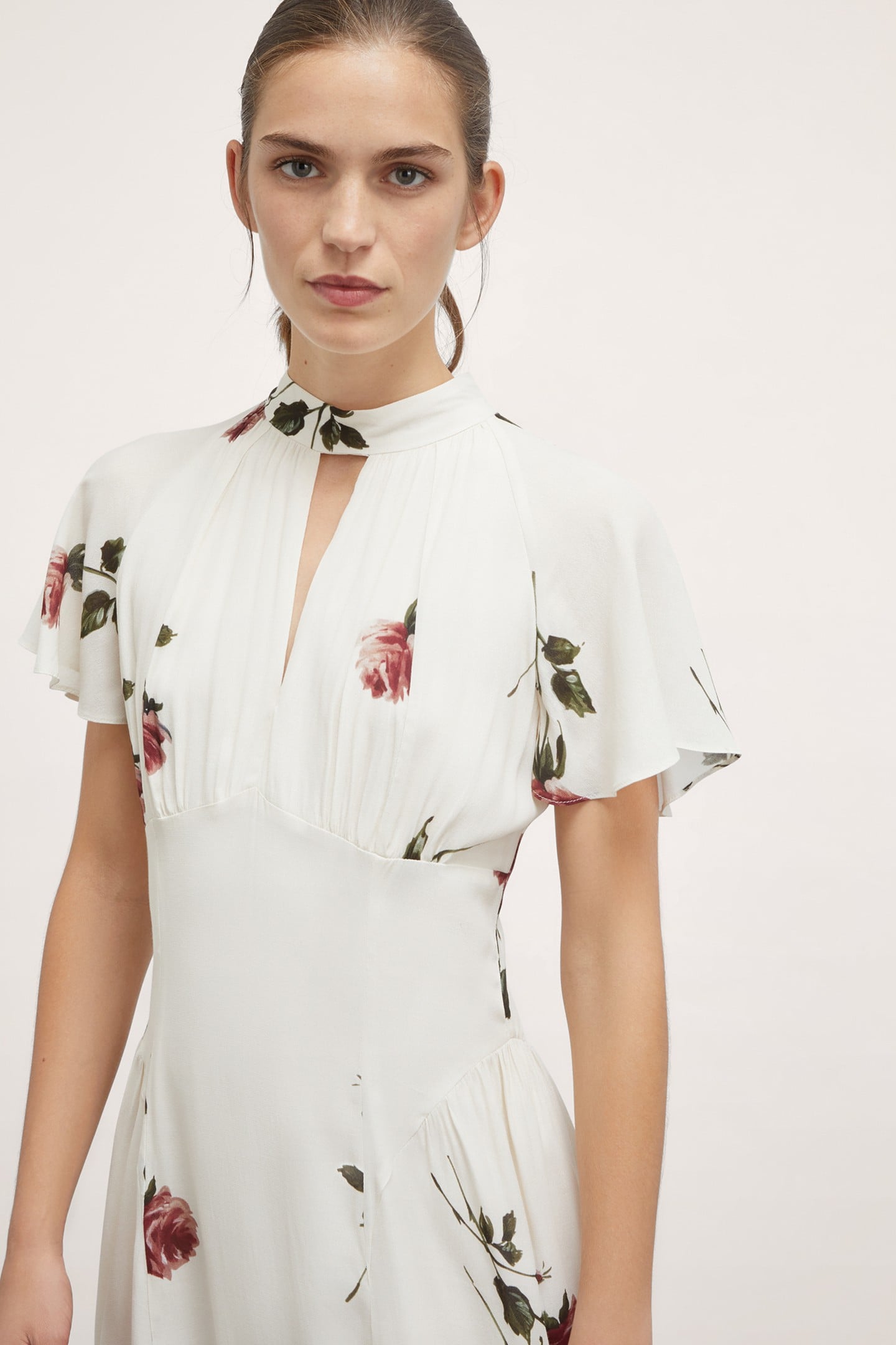 FLORAL PATTERN MINI DRESS WHITE 2