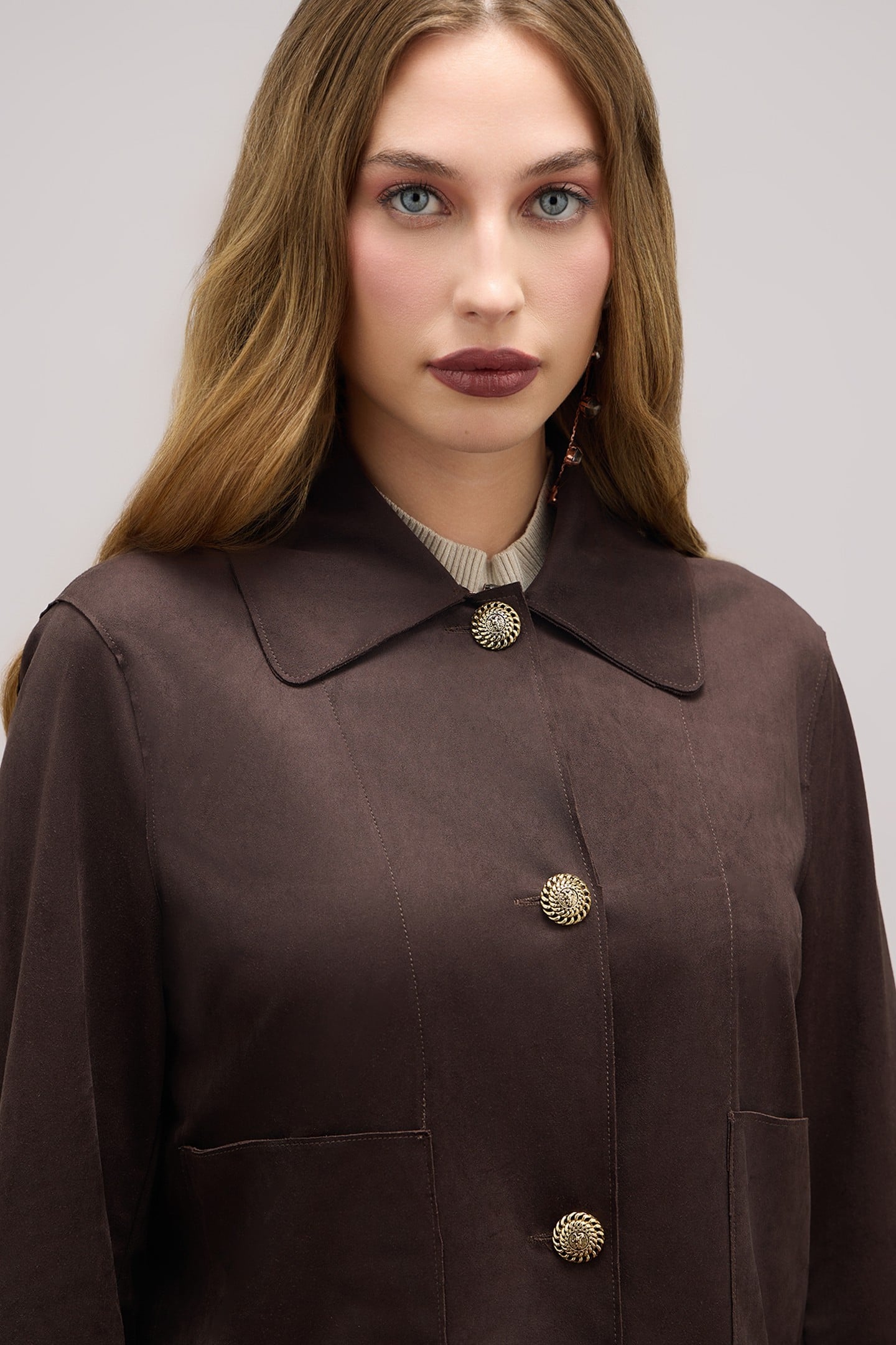 BOXY SUEDE EFFECT JACKET BROWN 4