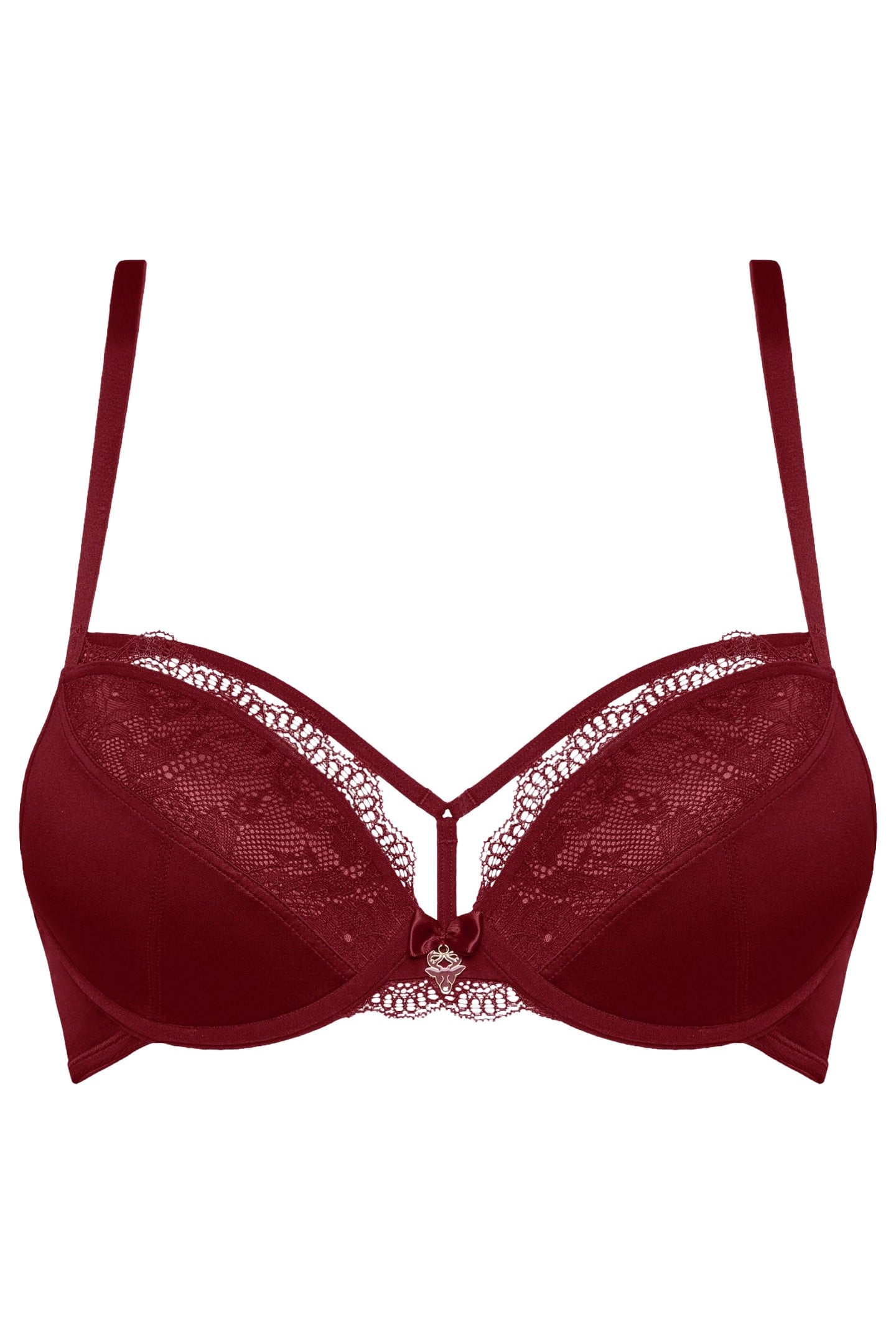 CARITA CABERNET RED AND LACE PUSH UP BRA 4