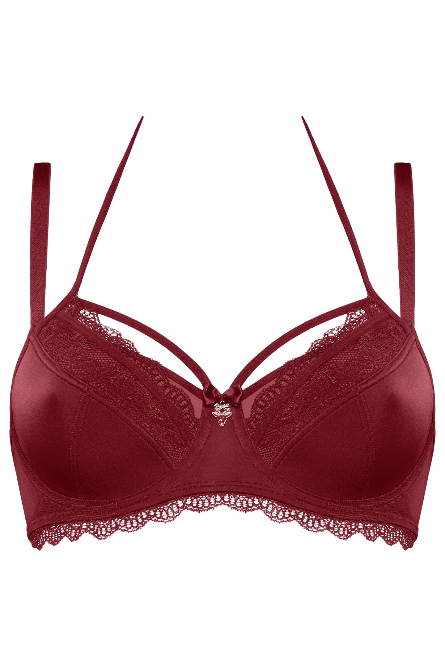 CARITA CABERNET RED AND LACE BALCONY BRA 4
