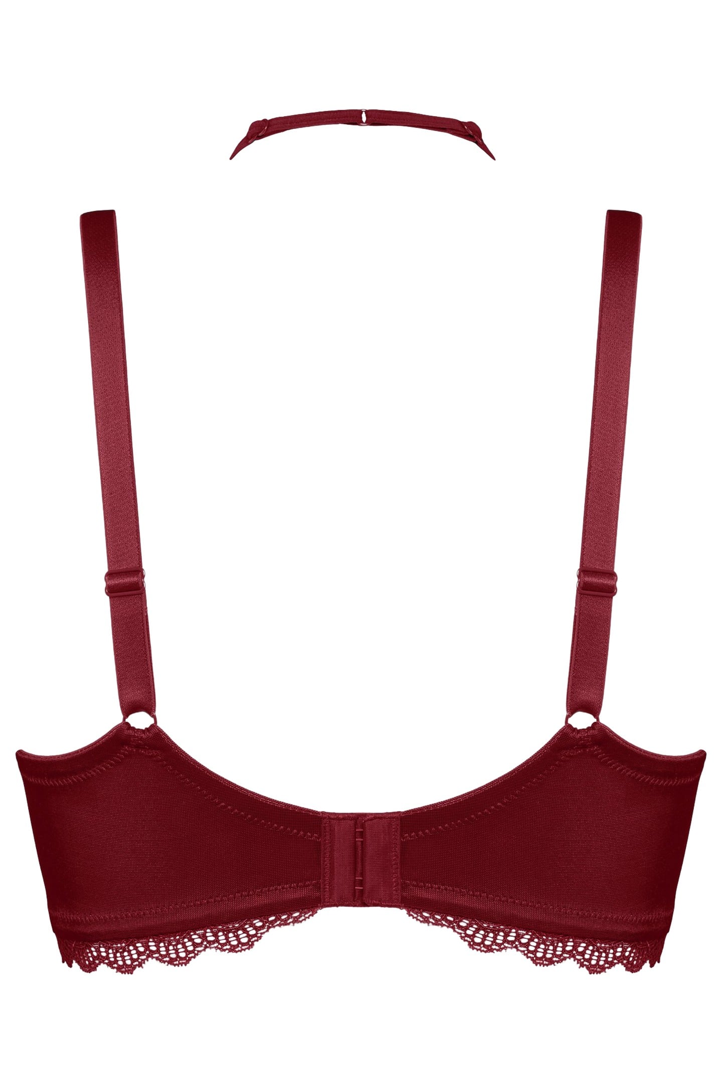 CARITA CABERNET RED AND LACE BALCONY BRA 2