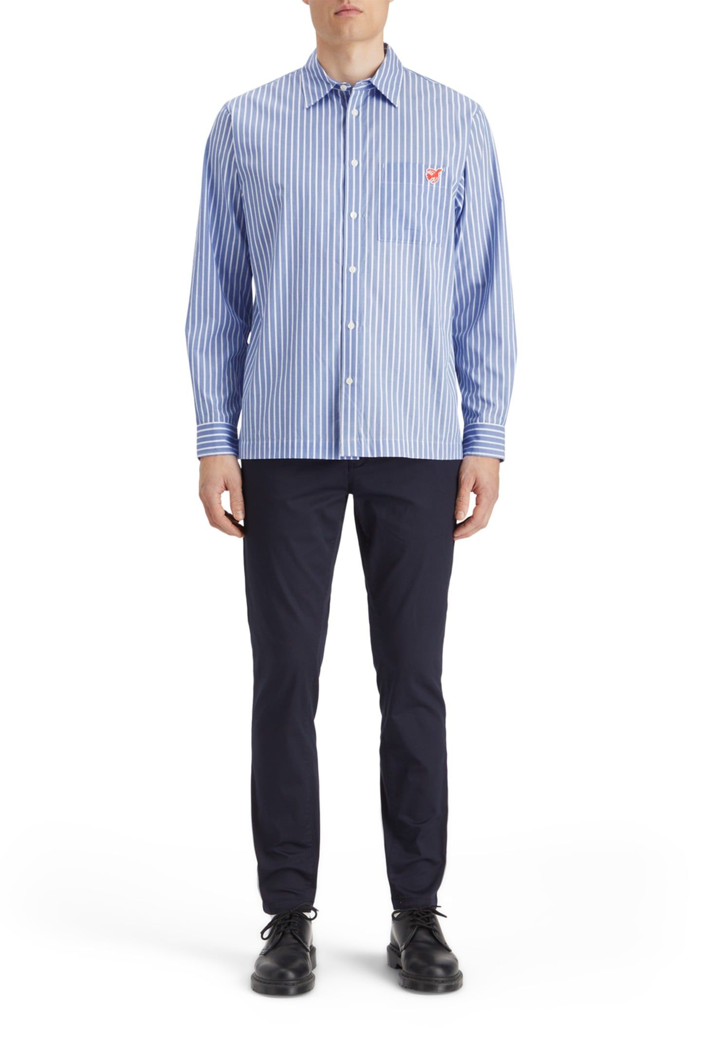CORE - THE FREE SPIRIT PEACE BIRD POPLIN SHIRT BLUE WHITE ST 2