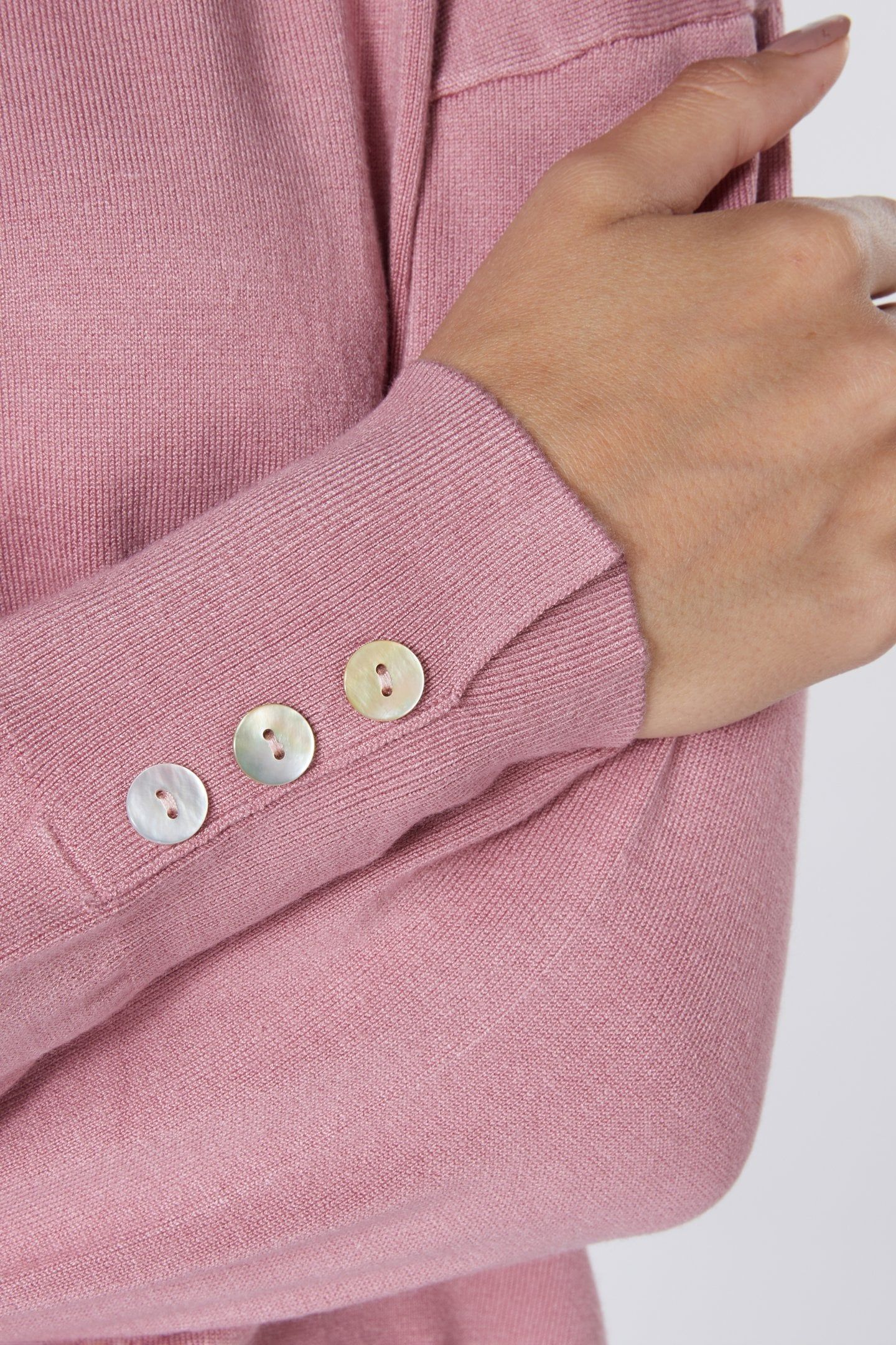SWEATER BASIC BUTTON SLVE CUFF VINTAGE ROSE 5