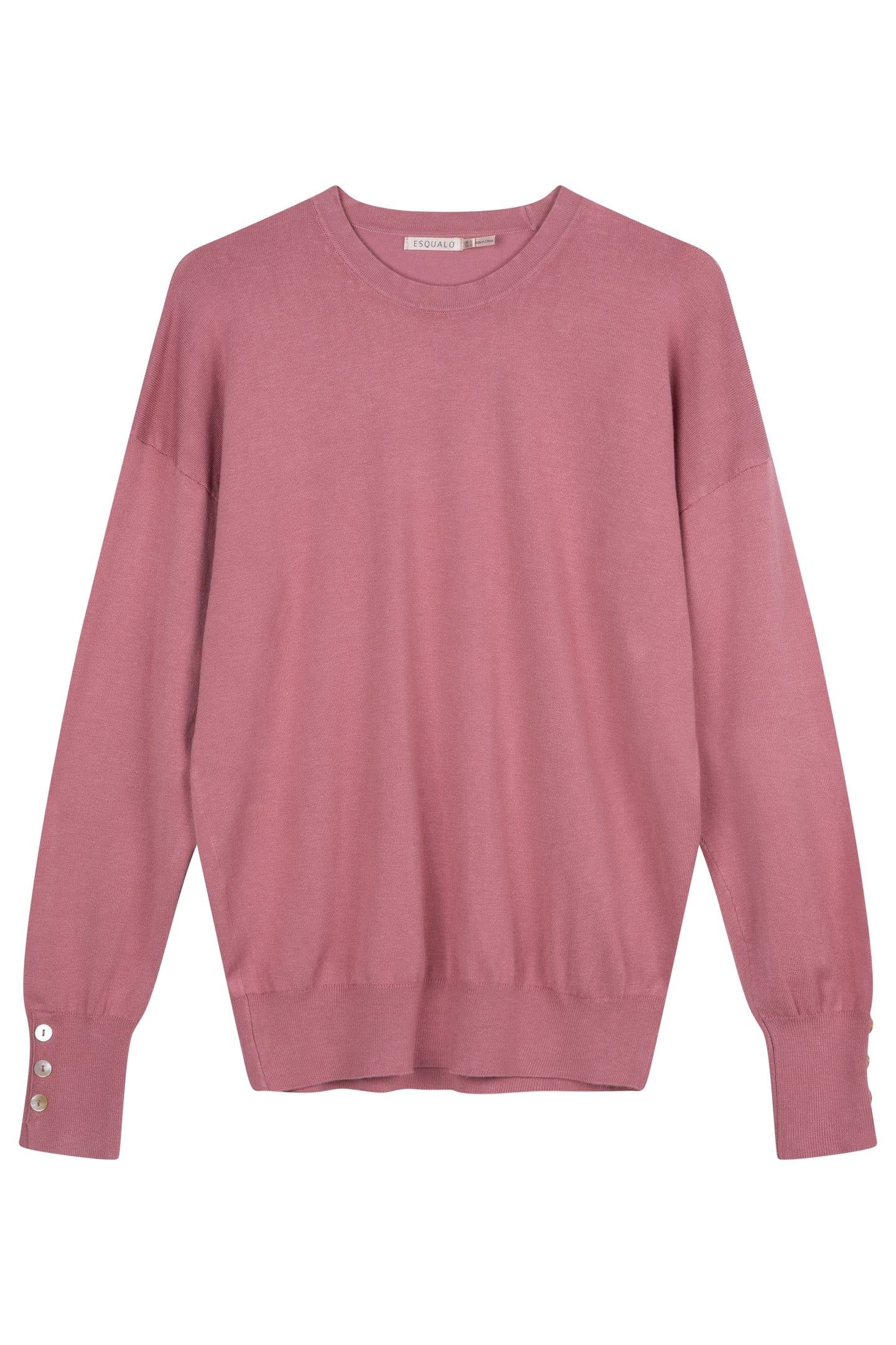 SWEATER BASIC BUTTON SLVE CUFF VINTAGE ROSE 4